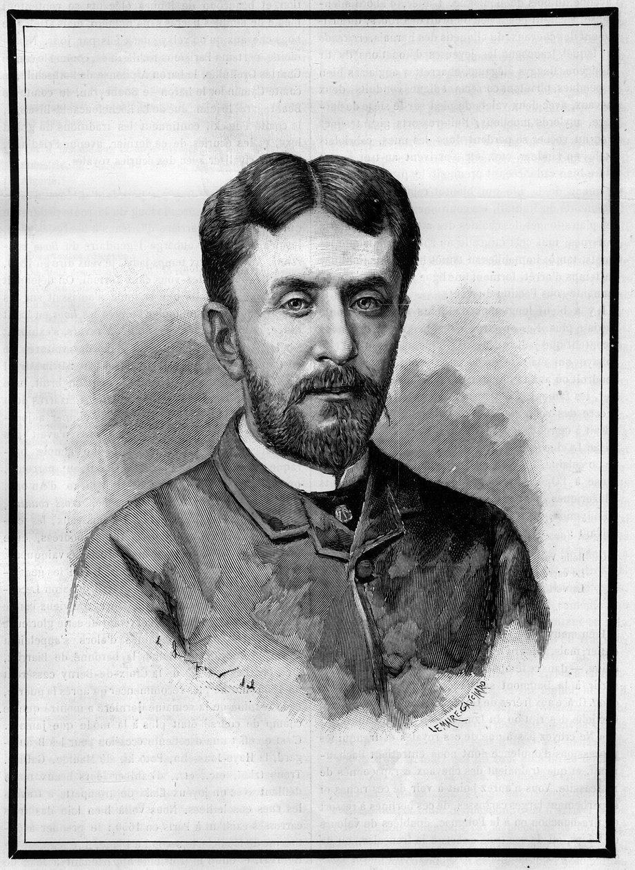 गेब्रियल चार्म्स का पोर्ट्रेट (1850-1886), फ्रांसीसी पत्रकार। "" ले मोंडे इलस्ट्र्रे "" में उत्कीर्ण, 8 मई 1886। द्वारा फ्रेंच स्कूल