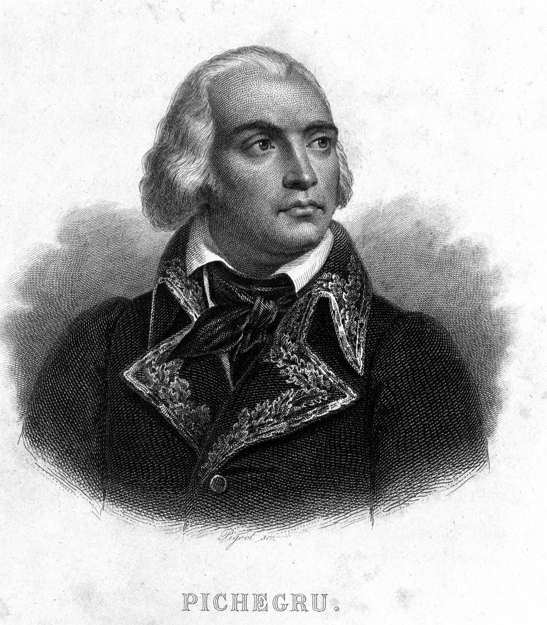 थियर्स द्वारा "" रेवोल्यूशन फ़्रैंचाइज़ "" में जनरल चार्ल्स पिचेग्रु (1761 - 1804) का पोर्ट्रेट। 19 वी सदी द्वारा फ्रेंच स्कूल