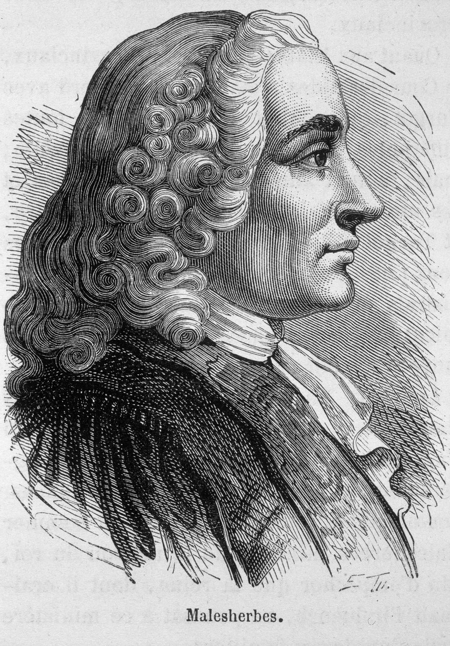 लैमोइग्नन डी मालेशेरबेस (1721-1794), फ्रांसीसी राजनेता द्वारा गुइल्यूम चेरेटियन (गुइल्यूम-चेरीटियन) का पोर्ट्रेट - हेनरी मार्टिन द्वारा "" L'Histoire de France "" में द्वारा फ्रेंच स्कूल