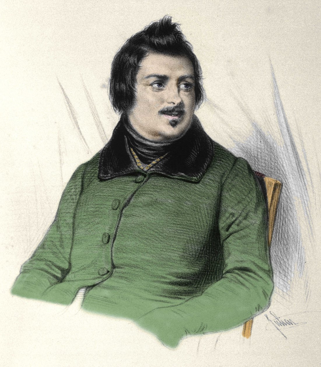 होनोर डी बाल्ज़ाक (1799-1850) का पोर्ट्रेट, फ्रांसीसी लेखक। द्वारा फ्रेंच स्कूल