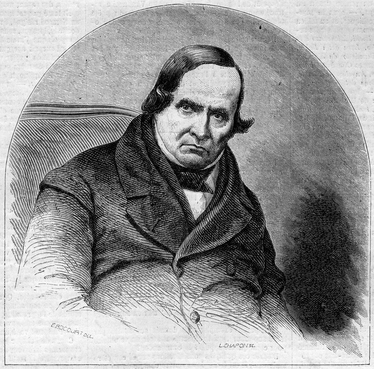 जीन बैप्टिस्ट (जियोवन्नी बतिस्ता) निकोलिनी (1782-1861), इतालवी कवि का पोर्ट्रेट। 5 अक्टूबर के "" ले मोंडे इलस्ट्र्रे "" एन ° 234 में उत्कीर्णन द्वारा फ्रेंच स्कूल