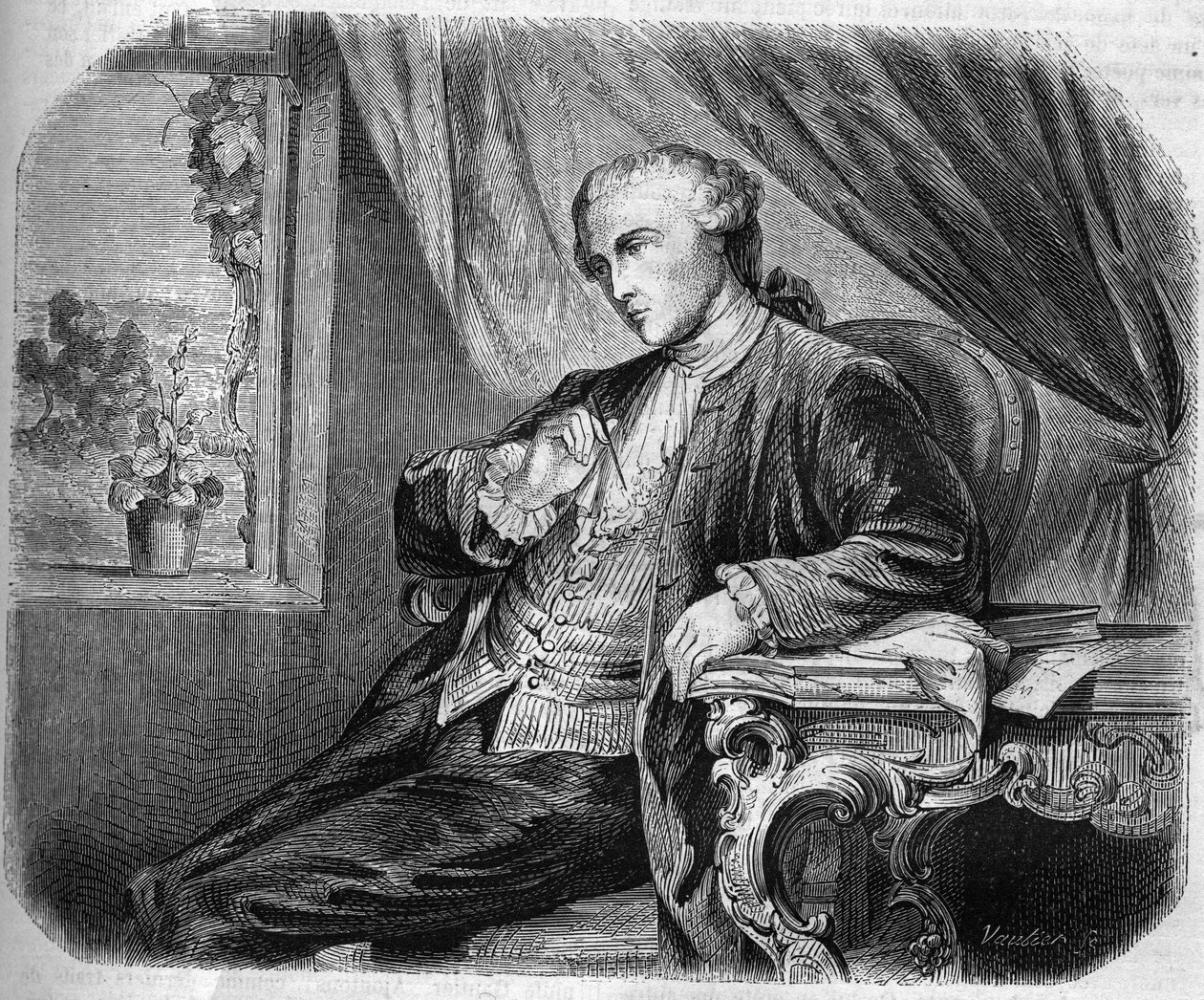जीन ले रोंड डी'अलेम्बर्ट (1717-1783), फ्रांसीसी दार्शनिक, लेखक और गणितज्ञ का पोर्ट्रेट। 1866-1867 से उत्कीर्णन। द्वारा फ्रेंच स्कूल