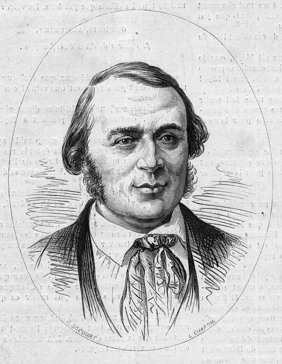 जीन लुई रोडोलफे अगासिज़ (1807-1873), अमेरिकी प्रकृतिवादी का पोर्ट्रेट। 27 दिसंबर 1873 के "" ले मोंडे इलस्ट्रे "" एन ° 872 में उत्कीर्णन। द्वारा फ्रेंच स्कूल