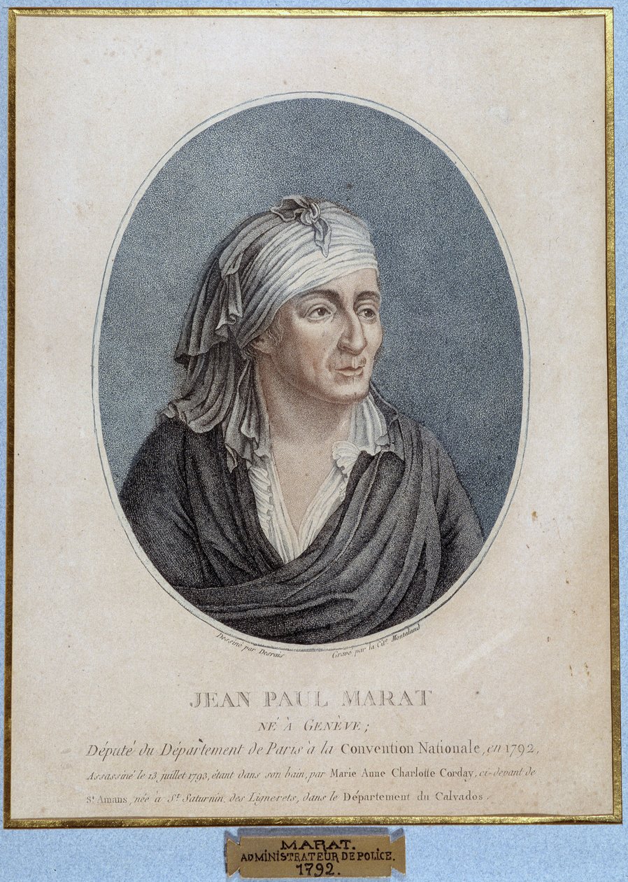 जीन पॉल मराट (1743-1793) का पोर्ट्रेट, फ्रांसीसी चिकित्सक, प्रचारक और राजनीतिज्ञ द्वारा फ्रेंच स्कूल