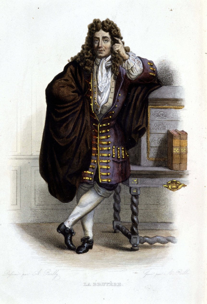 एड मेनेचेट में फ्रांसीसी लेखक और नैतिकतावादी (1645-1696) जीन डे ला ब्रुएरे का पोर्ट्रेट, "" ले प्लुटार्क फ़्रैंकैस"" द्वारा फ्रेंच स्कूल