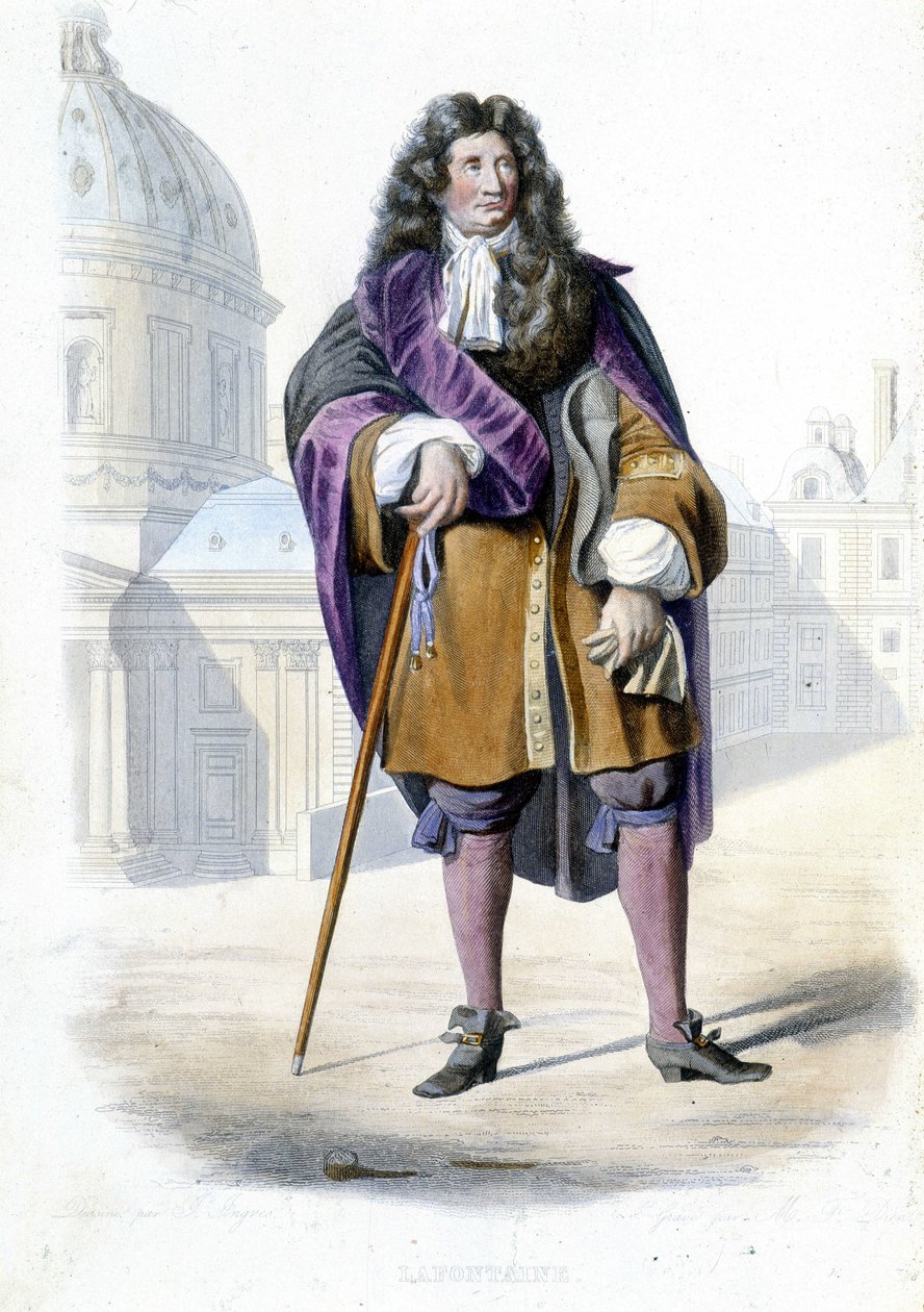 जीन डे ला फोंटेन का पोर्ट्रेट, फ्रांसीसी लेखक (1621-1695) - एड मेनेचेट में, "" ले प्लुटार्क फ़्रैंकैस "" द्वारा फ्रेंच स्कूल