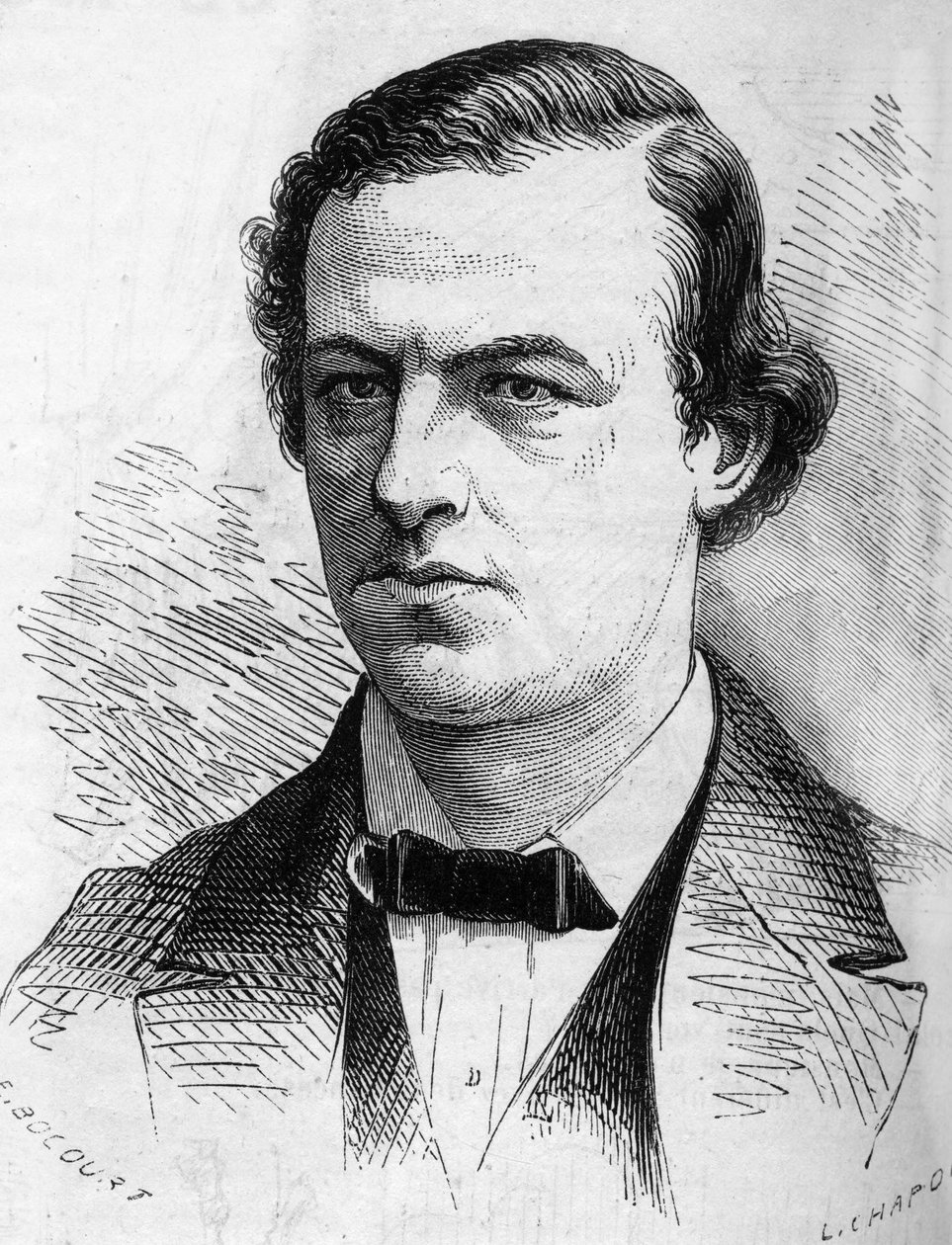 जोसेफ जोआचिम का पोर्ट्रेट (1831-1907), हंगेरियन वायलिन वादक। 2 मार्च के "" ले मोंडे इलस्ट्र्रे "" एन ° 516 में उत्कीर्णन द्वारा फ्रेंच स्कूल