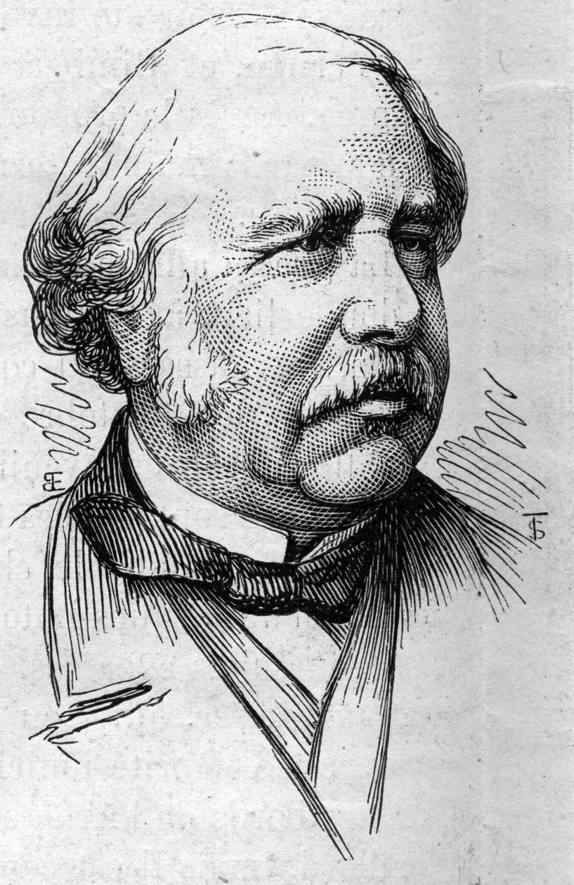 जोसेफ डी'हौसनविल (1809-1884) का पोर्ट्रेट, फ्रांसीसी राजनीतिज्ञ, राजनयिक और शिक्षाविद। 14 मार्च 1874 के "" ले मोंडे इलस्ट्र्रे"" n°883 में उत्कीर्णन। द्वारा फ्रेंच स्कूल