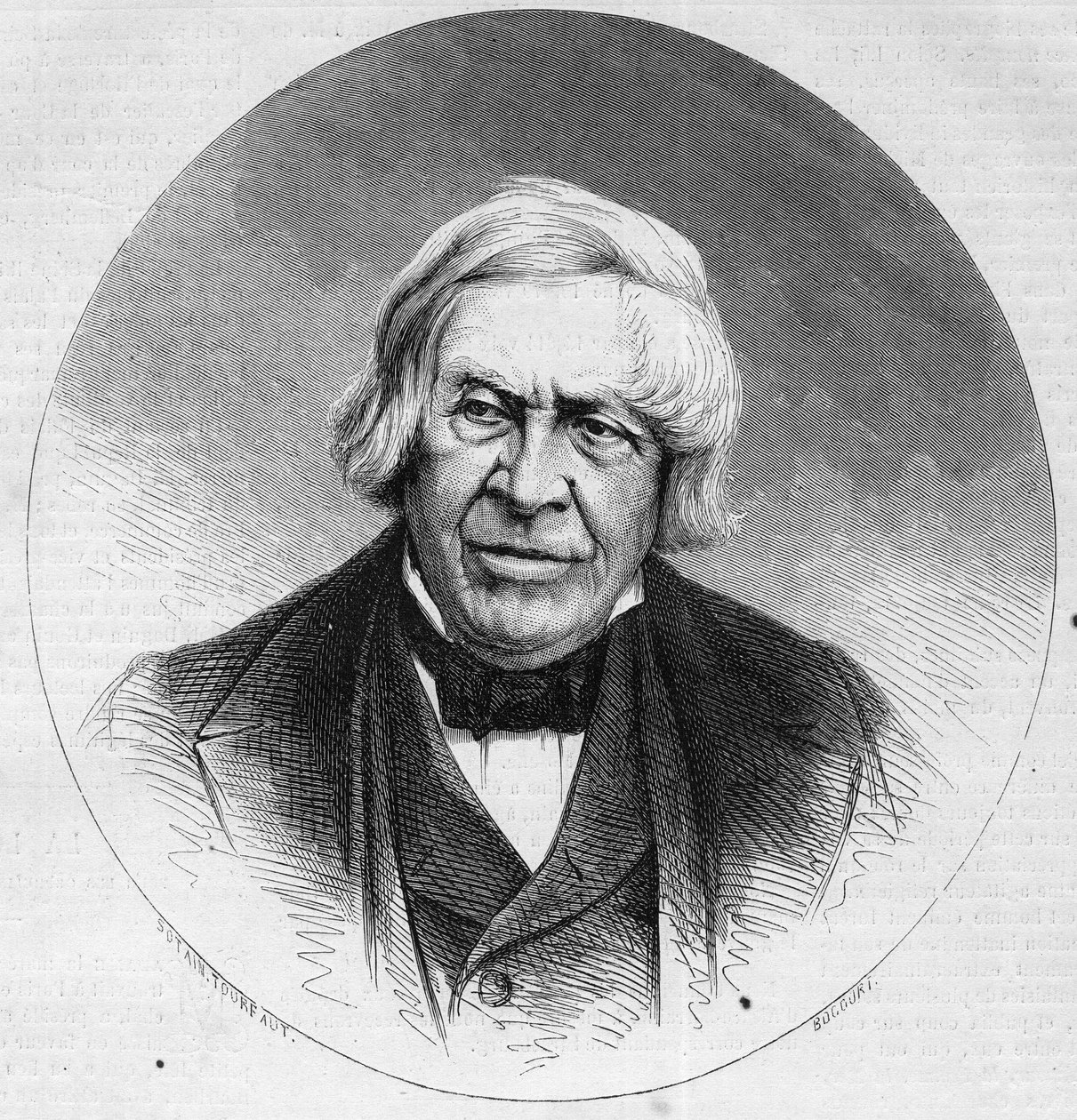 जूल्स मिशेल का पोर्ट्रेट (1798-1874), फ्रांसीसी इतिहासकार और लेखक। 14 फरवरी 1874 के "" ले मोंडे इलस्ट्रे "" एन ° 879 में उत्कीर्णन। द्वारा फ्रेंच स्कूल