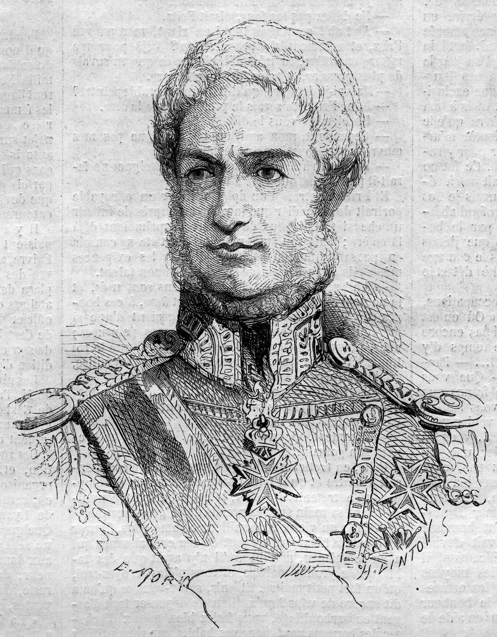 लियोपोल्ड II (1797 - 1870) का पोर्ट्रेट, टस्कनी के ग्रैंड ड्यूक। 7 मई 1859 के "" ले मोंडे इलस्ट्र्रे "" एन ° 108 में उत्कीर्णन। द्वारा फ्रेंच स्कूल