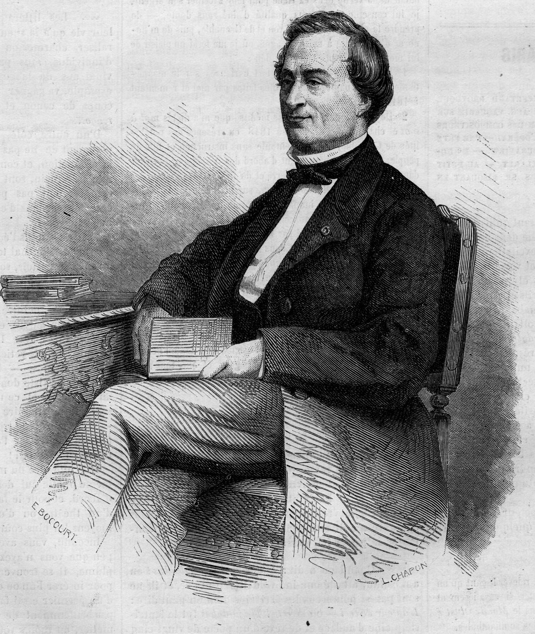 लुई बर्नार्ड बोनजेन (1804-1871), फ्रांसीसी मजिस्ट्रेट और सीनेटर का पोर्ट्रेट। 14 मार्च 1863 के "" ले मोंडे इलस्ट्र्रे "" एन ° 309 में उत्कीर्णन। द्वारा फ्रेंच स्कूल
