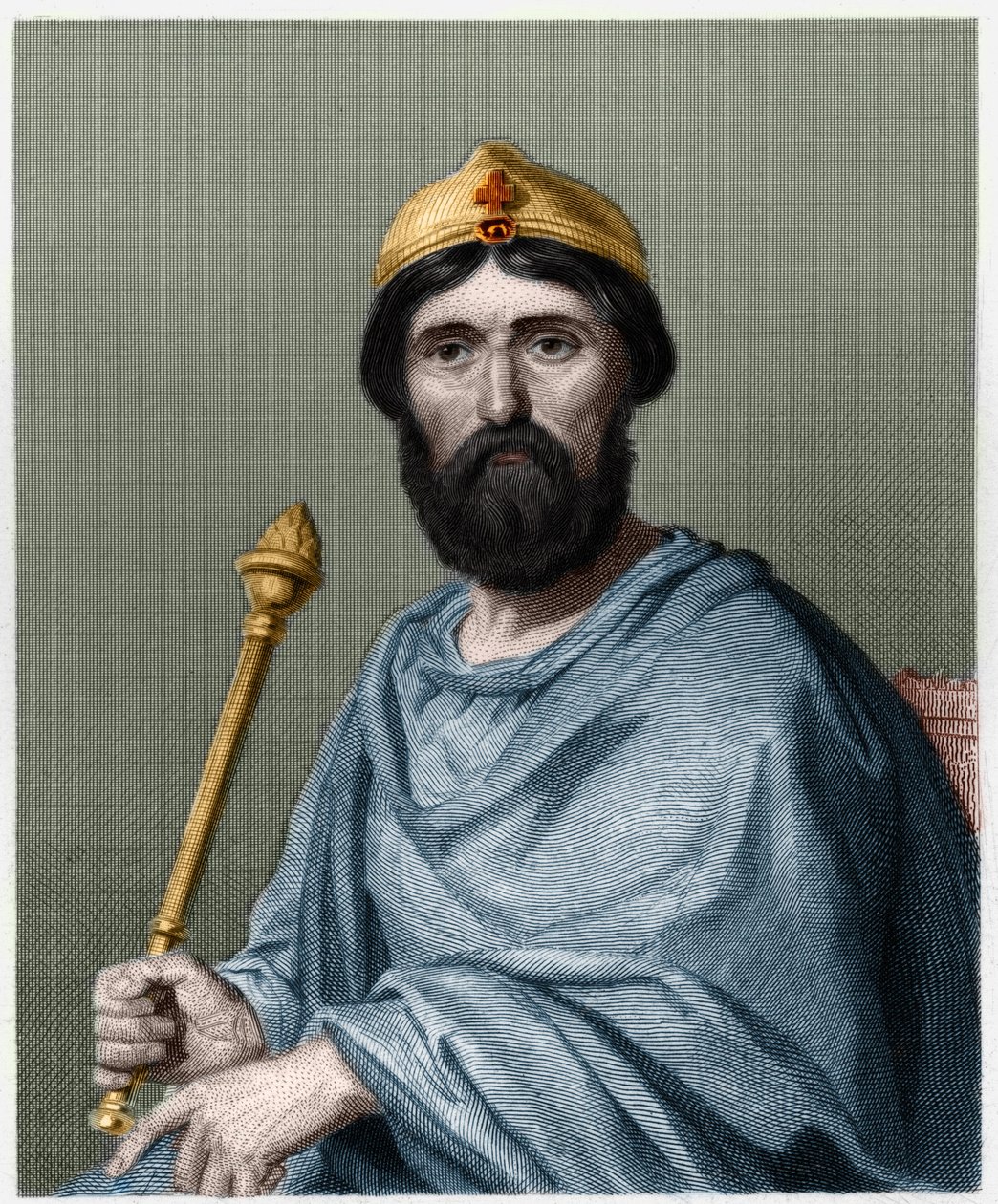 लुई IV d'Outremer (d'Outre Mer, d'Outre-Mer) (921 - 954), फ्रांस के राजा का पोर्ट्रेट - Lavallee द्वारा "" Histoire des Francais "" में, उत्कीर्णन, nd। द्वारा फ्रेंच स्कूल