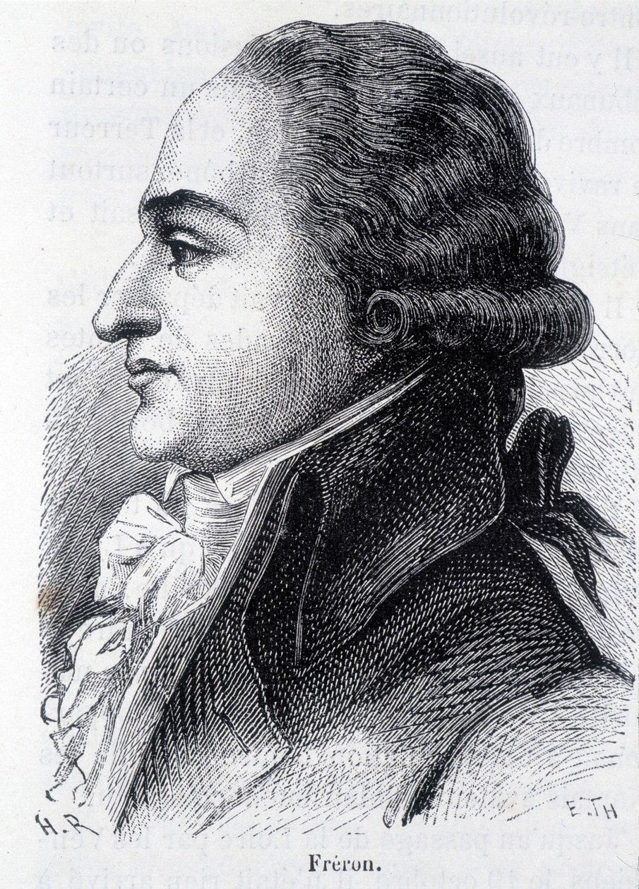 लुइस मैरी स्टैनिस्लास फ़्रेरॉन (1754-1802) का पोर्ट्रेट, फ्रांसीसी प्रचारक - हेनरी मार्टिन द्वारा "" ल'हिस्टोइरे डी फ्रांस "" में द्वारा फ्रेंच स्कूल