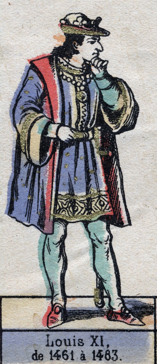 फ्रांस के लुई इलेवन का पोर्ट्रेट, जिसे प्रूडेंट (1423-1483) (कैपिटियन राजवंश) के रूप में जाना जाता है। 19 वीं सदी के अंत में चित्रण। द्वारा फ्रेंच स्कूल