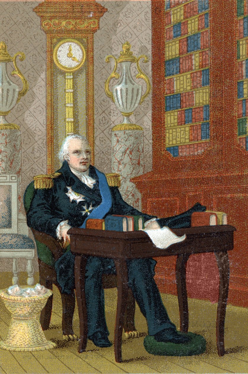 फ्रांस के राजा लुई XVIII (1755-1824) का पोर्ट्रेट। द्वारा फ्रेंच स्कूल