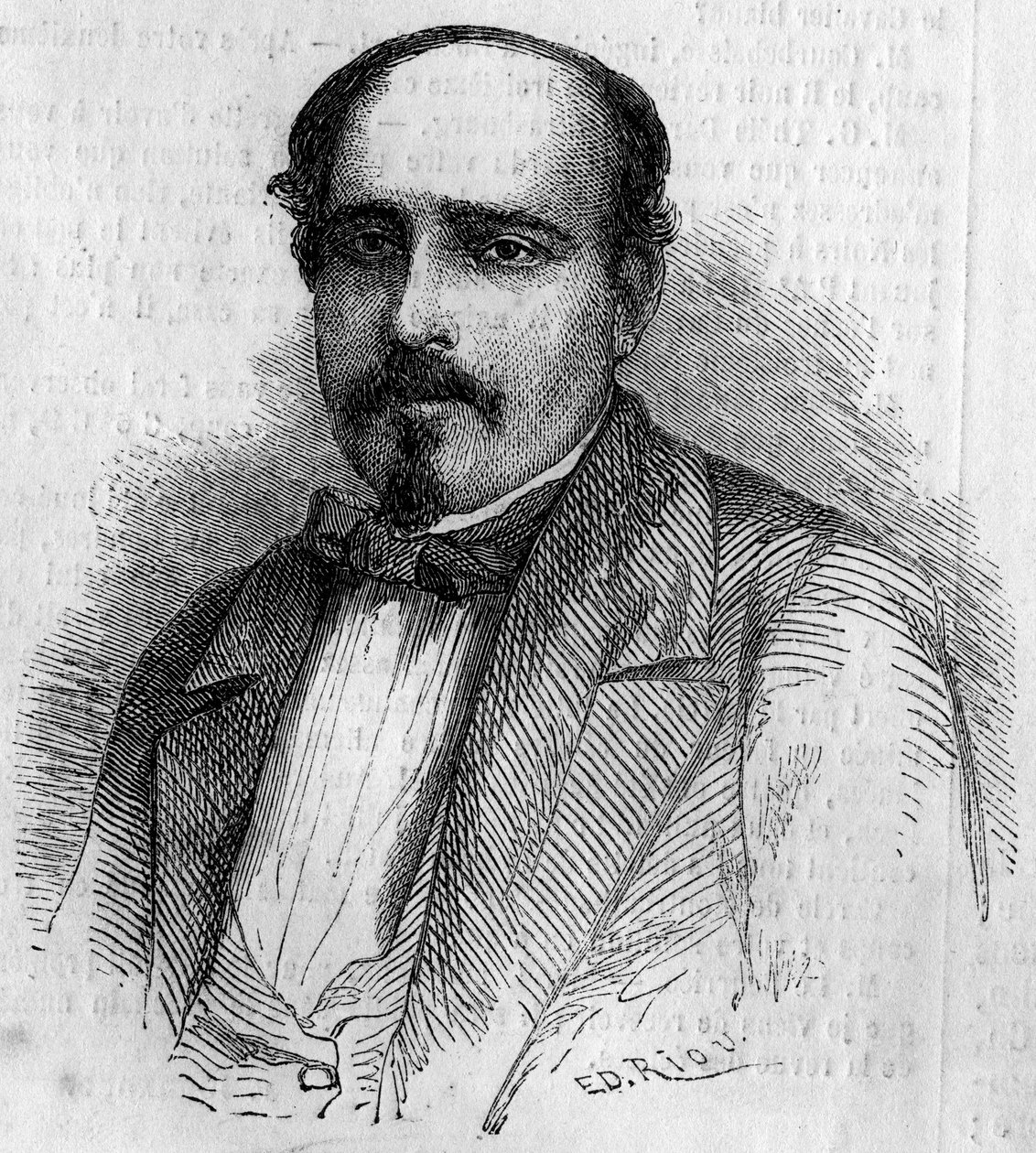 लुइज़ ऑगस्टो रेबेलो दा सिल्वा (1822-1871), पुर्तगाली लेखक का पोर्ट्रेट। 17 अगस्त 1861 के "" ले मोंडे इलस्ट्रे "" एन ° 227 में उत्कीर्णन। द्वारा फ्रेंच स्कूल