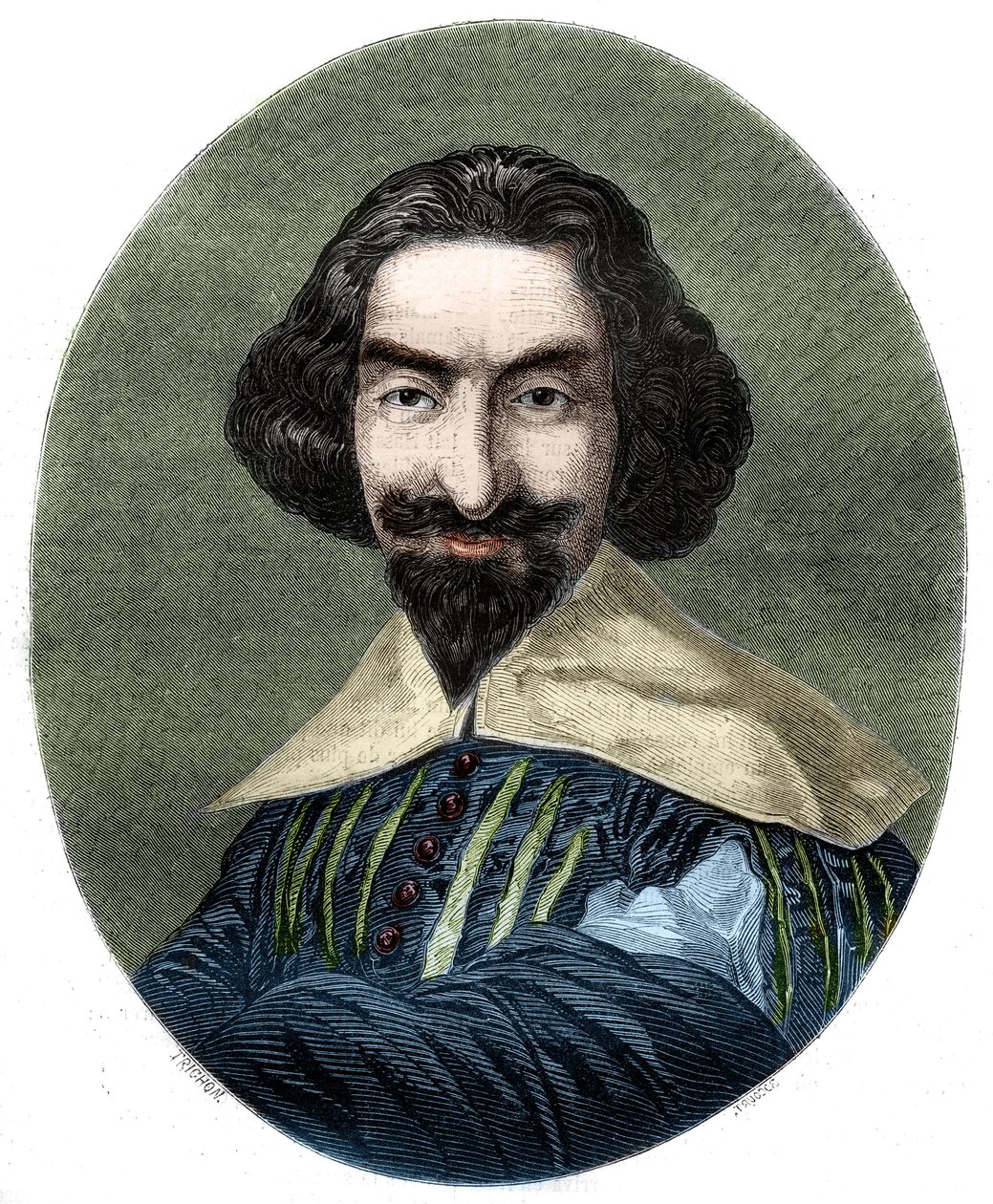 मिगुएल डे सर्वेंट्स सावेद्रा (1547-1616) का पोर्ट्रेट, स्पेनिश लेखक। वेलास्केज़ की पेंटिंग से 1852 से उत्कीर्णन। द्वारा फ्रेंच स्कूल