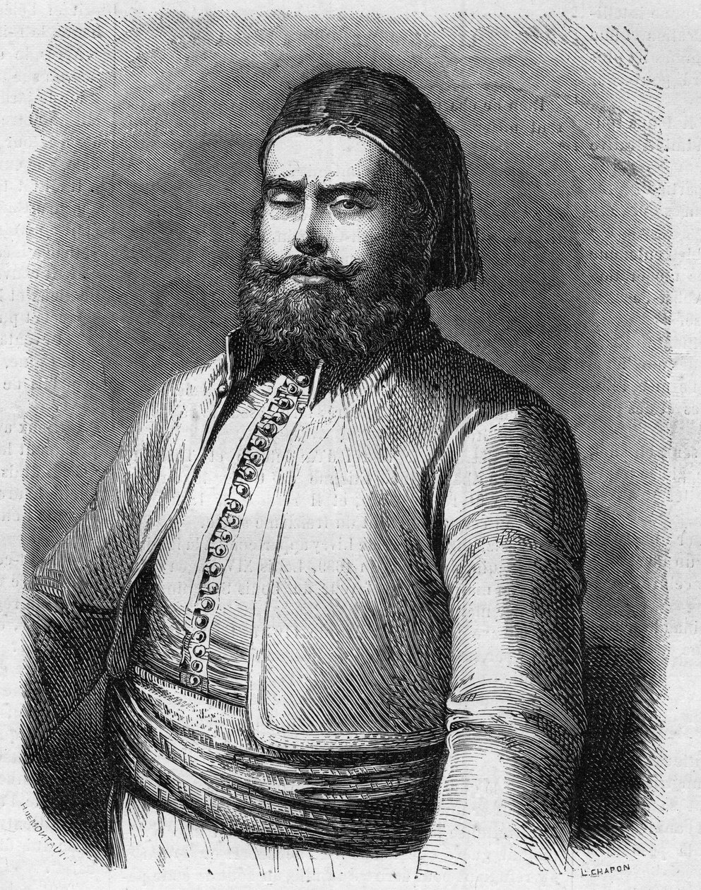 मोहम्मद सईद (1822-1863) का पोर्ट्रेट, ओटोमन साम्राज्य के तहत मिस्र के वाइस किंग (पाशा)। जनवरी 31 के "" ले मोंडे इलस्ट्र्रे "" एन ° 303 में उत्कीर्णन द्वारा फ्रेंच स्कूल