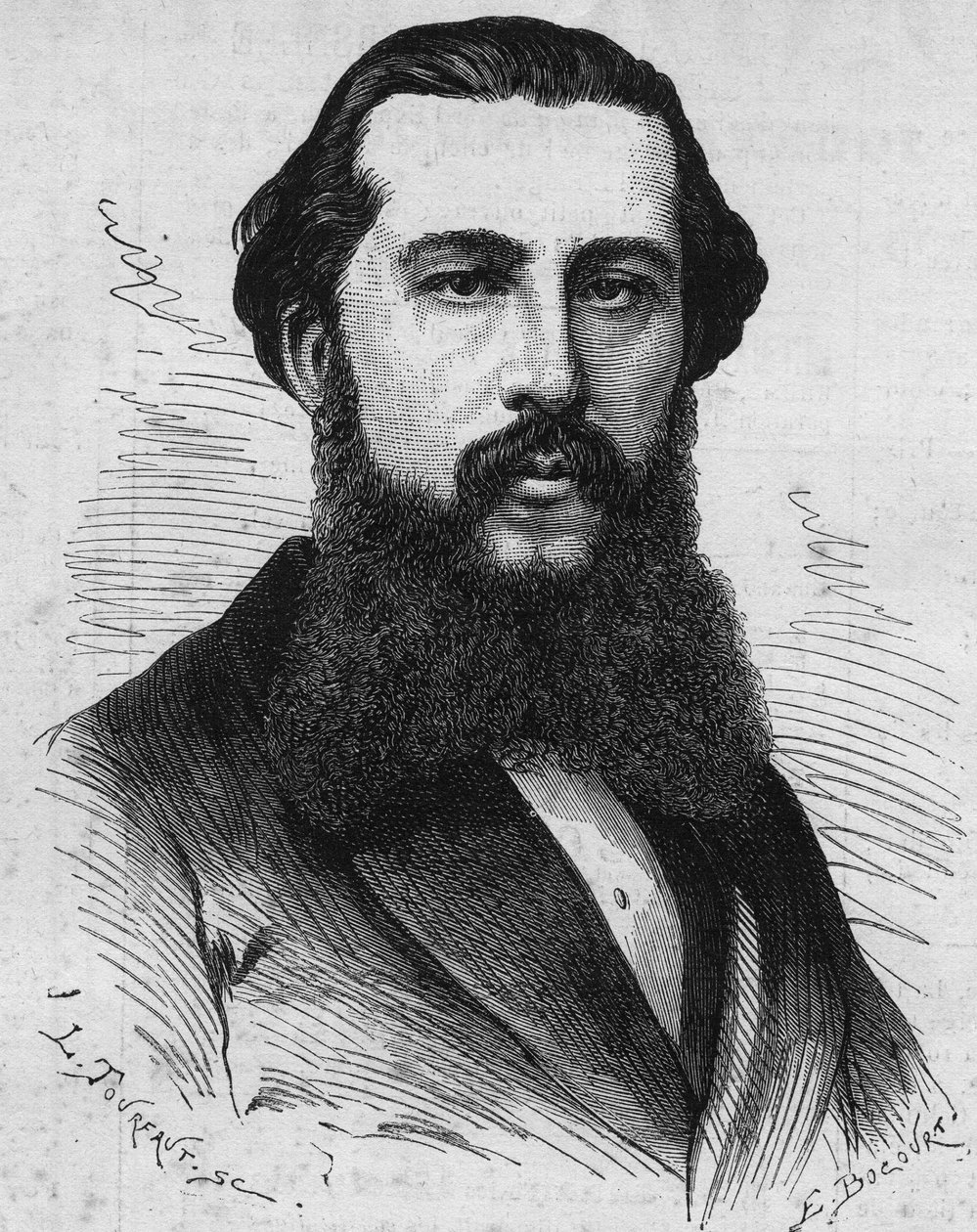 पॉल सोलिलेट का पोर्ट्रेट (1842-1886), फ्रांसीसी खोजकर्ता। 31 अगस्त 1878 के "" ले मोंडे इलस्ट्रे "" एन ° 1118 में उत्कीर्णन। द्वारा फ्रेंच स्कूल