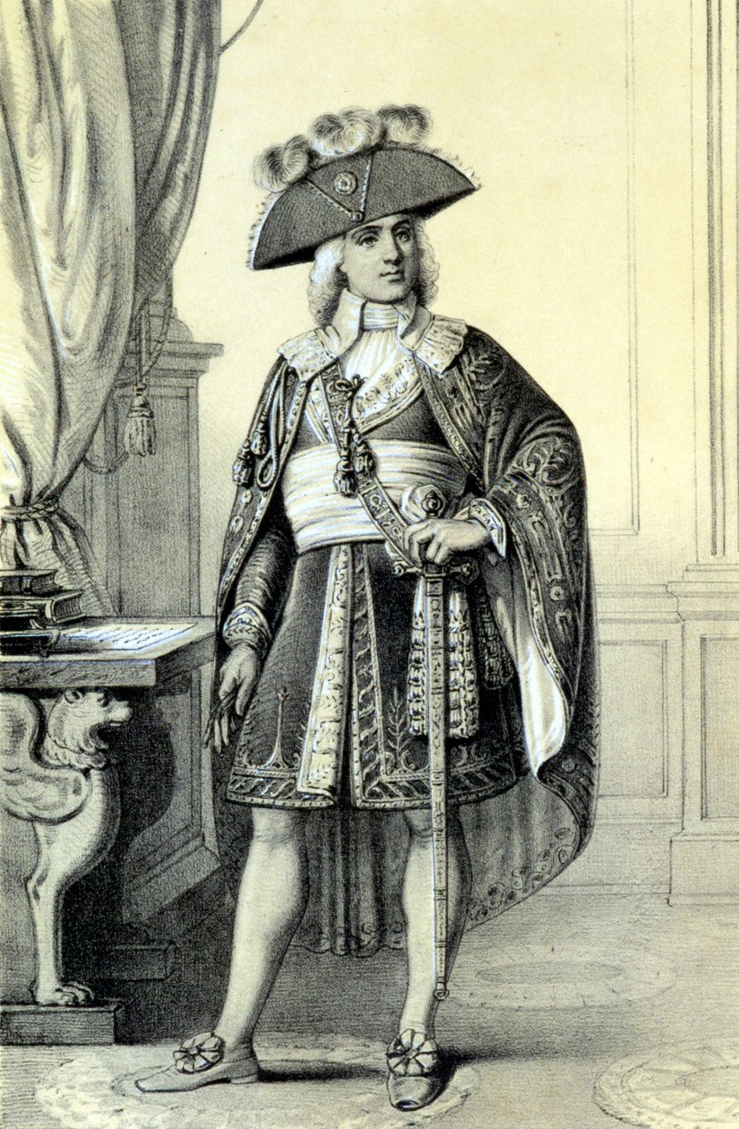 पॉल डी बारास का पोर्ट्रेट (1755-1829), फ्रांसीसी राजनीतिज्ञ। - अल्बर्ट मौरिन द्वारा "" फ्रांसीसी क्रांति की ऐतिहासिक गैलरी "" में द्वारा फ्रेंच स्कूल