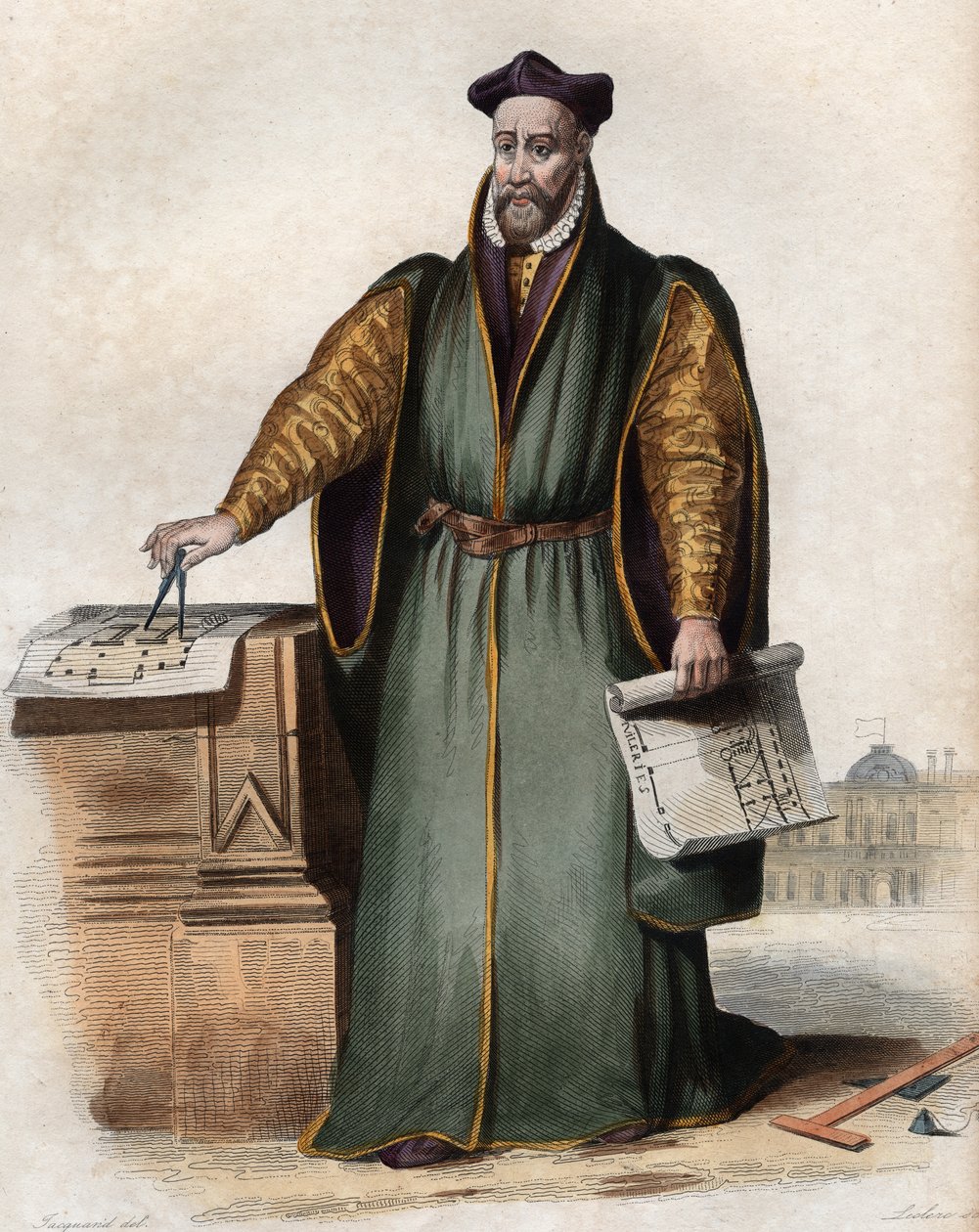 फ़िलीबर्ट डेलोर्मे (डी लोर्मे) (डे लोरमे) (1510-1570), फ्रांसीसी वास्तुकार के चित्र। द्वारा फ्रेंच स्कूल