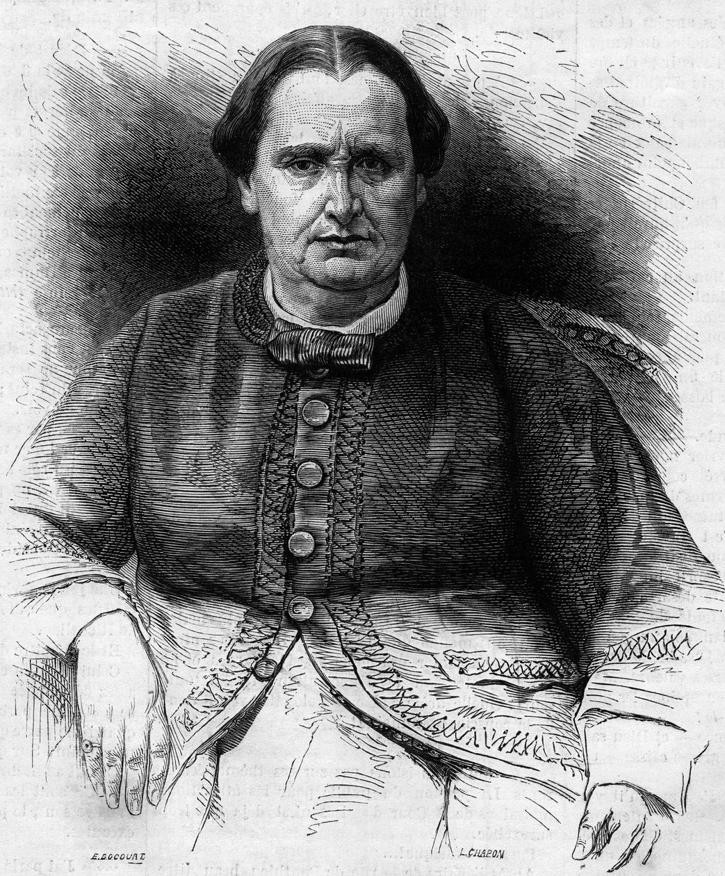राजकुमारी एलिसा नेपोलियन बासीओची (1806-1869) का पोर्ट्रेट, नेपोलियन आई की भतीजी। 13 फरवरी 1869 के "ले मोंडे इलस्ट्रे" एन ° 618 में उत्कीर्णन। द्वारा फ्रेंच स्कूल