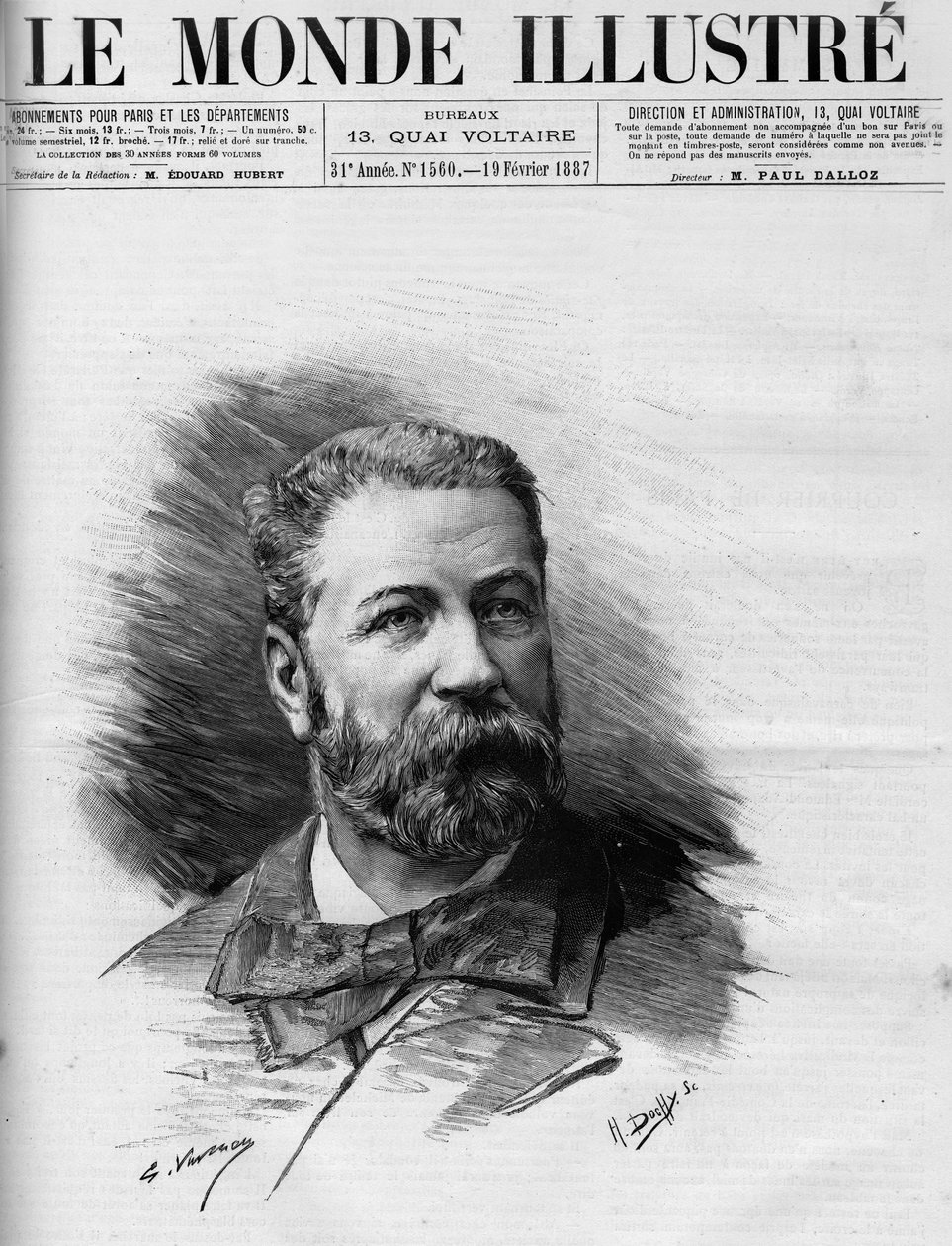 राउल डुवाल (1832-1887) का पोर्ट्रेट, फ्रांसीसी वकील और प्रतिनियुक्त, वर्ल्ड इलस्ट्रस 1887 में। द्वारा फ्रेंच स्कूल