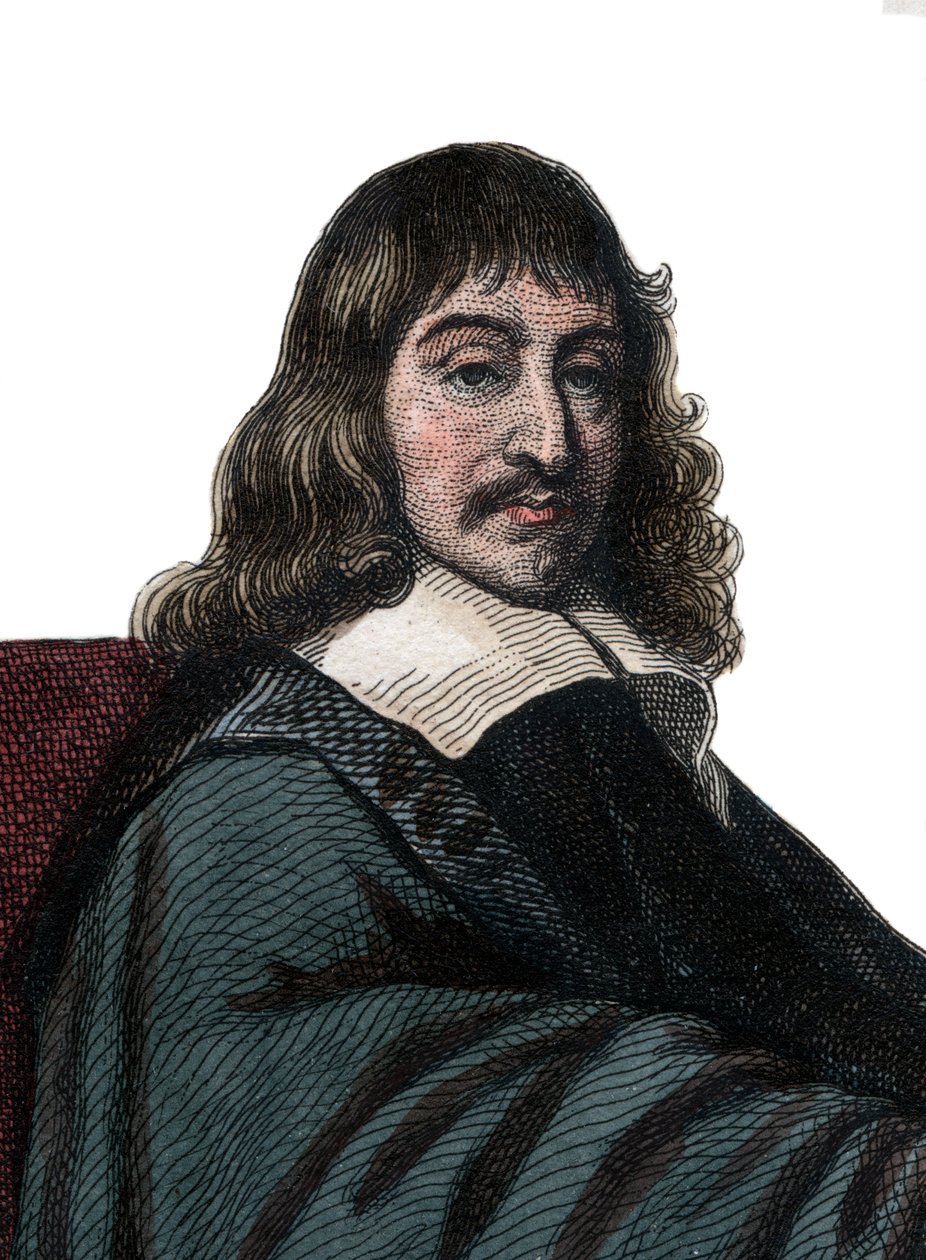 रेने डेसकार्टेस (1596-1650), फ्रेंच दार्शनिक और लेखक के चित्र। द्वारा फ्रेंच स्कूल