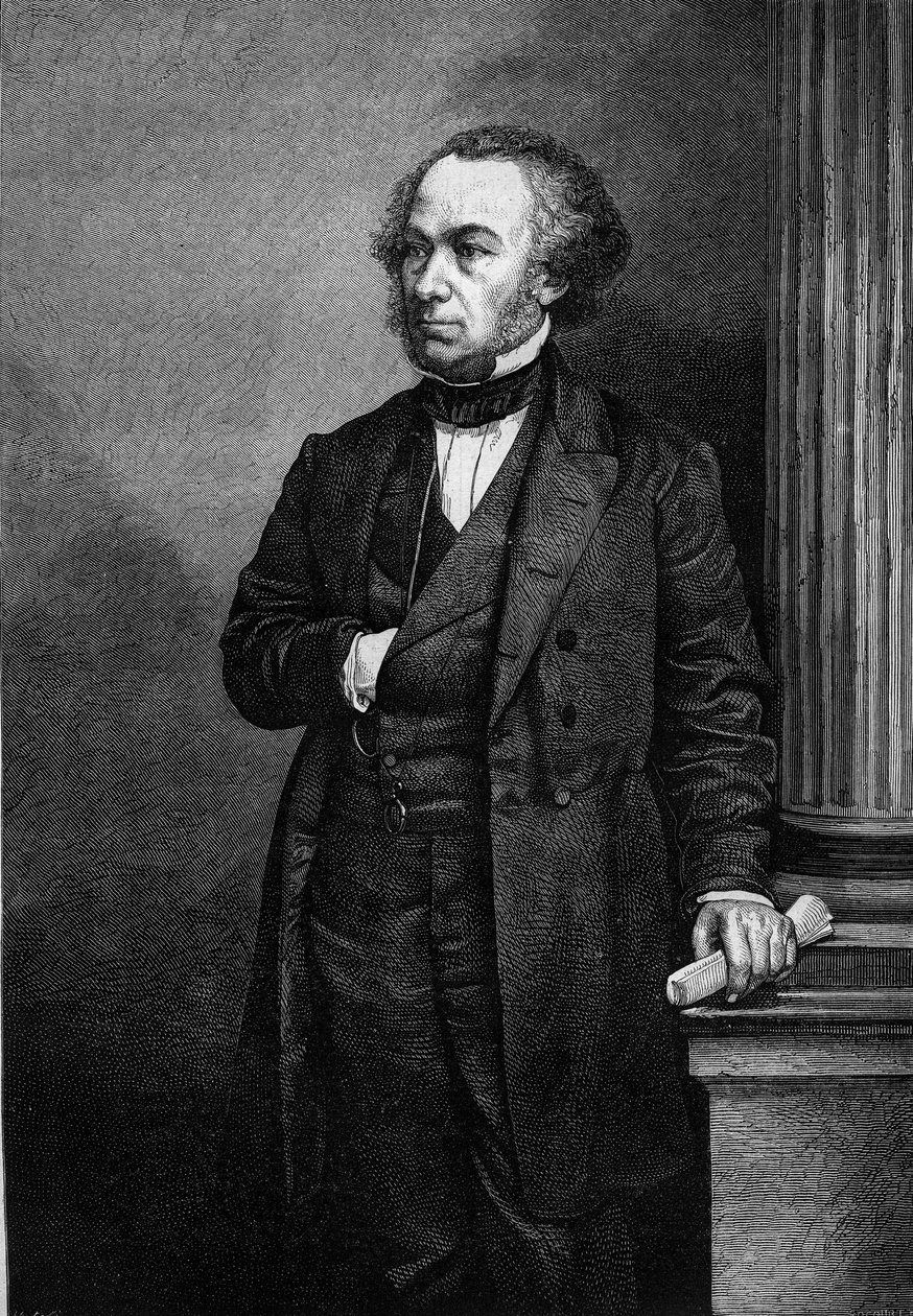 रिचर्ड कोबडेन (1804-1865), अंग्रेजी उद्योगपति और राजनीतिज्ञ का पोर्ट्रेट। "" ले मैगासिन सुरम्य" में उत्कीर्णन द्वारा फ्रेंच स्कूल