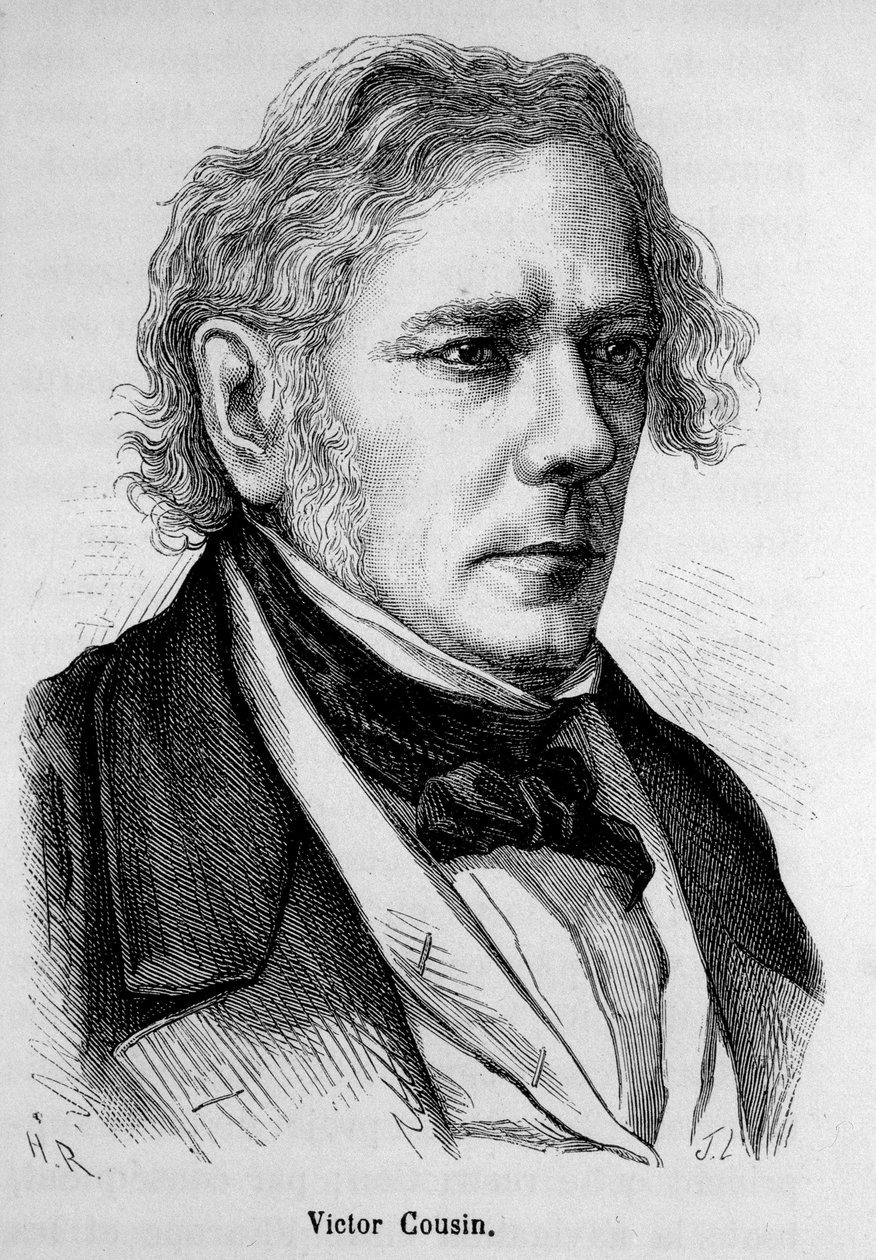विक्टर कजिन (1792 - 1867) का पोर्ट्रेट, फ्रांसीसी दार्शनिक - हेनरी मार्टिन द्वारा "" L'Histoire de France "" में द्वारा फ्रेंच स्कूल