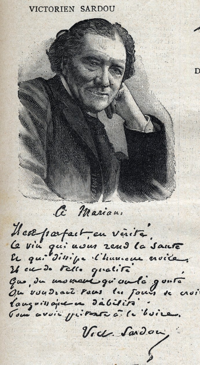 "ले पेटिट पेरिसियन" में नाटककार, विक्टोरियन सरदौ (1831-1908) का पोर्ट्रेट द्वारा फ्रेंच स्कूल