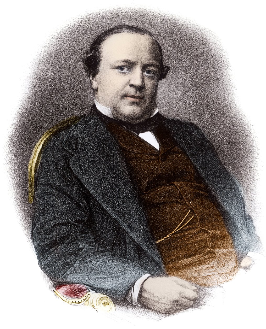 फ्रांसीसी वकील चार्ल्स एलेक्जेंडर लाचौड (1818-1882) का पोर्ट्रेट - 19वीं सदी का निजी संग्रह उत्कीर्णन द्वारा फ्रेंच स्कूल