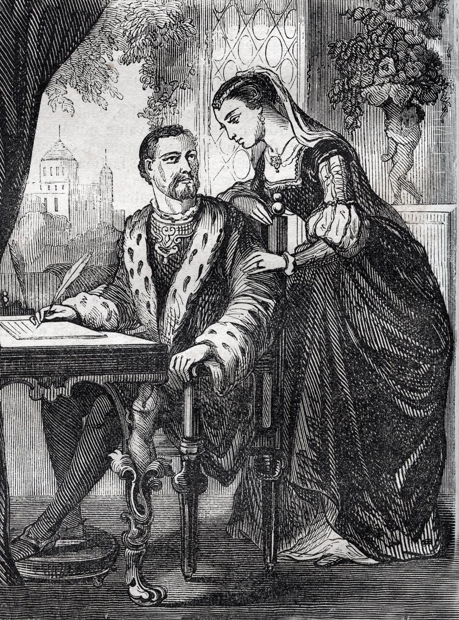 फ्रांस के राजा हेनरी II (१५१९-१५५९) और डायने डी पोइटियर्स (१४९९-१५६६)" (फ्रांस के राजा हेनरी द्वितीय और पोइटियर्स के डायने का चित्र) का चित्र - उत्कीर्णन - द्वारा फ्रेंच स्कूल