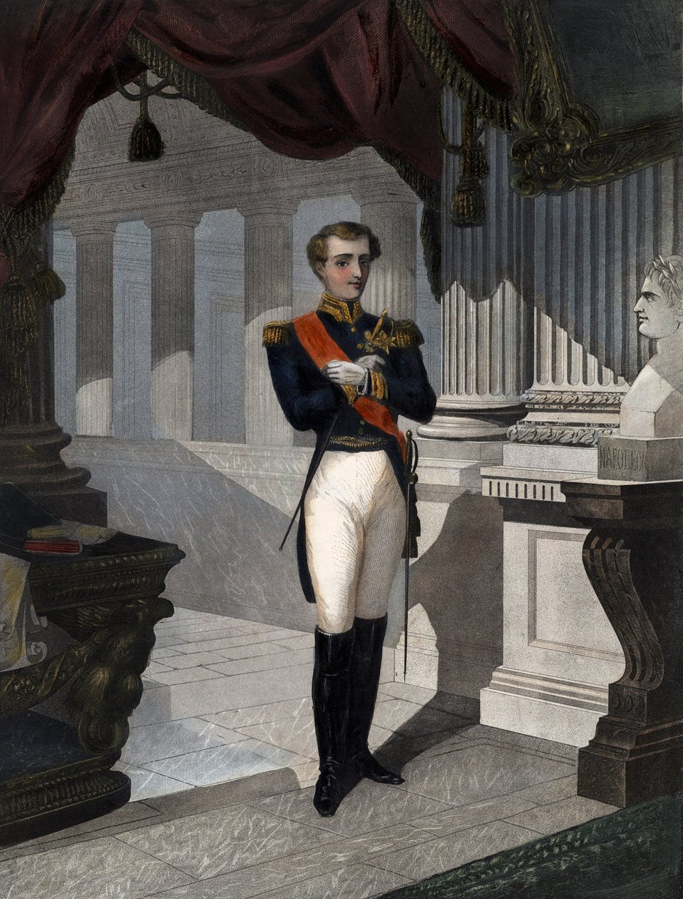 रोम के राजा नेपोलियन द्वितीय का पोर्ट्रेट, ड्यूक ऑफ रीचस्टेड (1811-1832) सम्राट नेपोलियन I (1769-1821) का पुत्र" पर्नेल द्वारा उत्कीर्णन द्वारा फ्रेंच स्कूल
