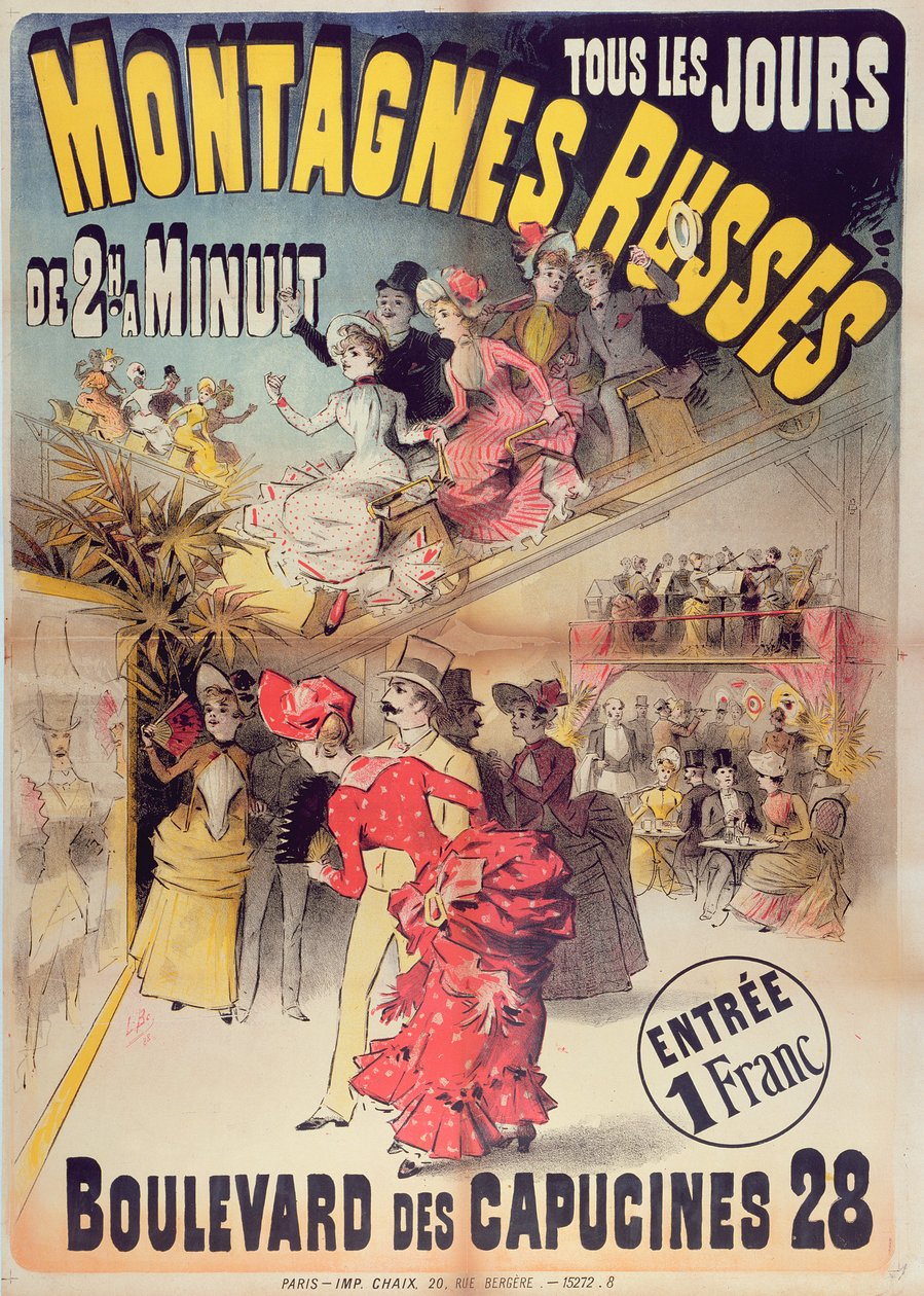पोस्टर बाउलार्ड des Capucines, पेरिस, 1888 में रोलर कोस्टर रोलर कोस्टर का विज्ञापन द्वारा फ्रेंच स्कूल
