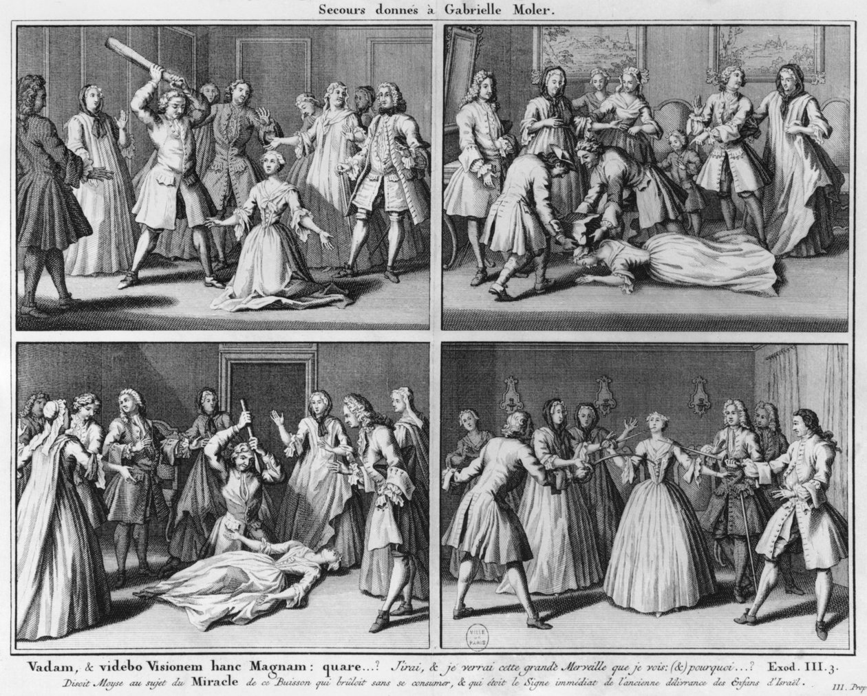 गैब्रिएल मोलर को सहायता का अभ्यास, लुईस बेसिल कैरे डी मोंटार्गन (1686-1754) 1747, कोलोन के चमत्कारों की सच्चाई ... से चित्रण द्वारा फ्रेंच स्कूल