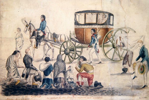 पुजारी बीमार और मरने के लिए पवित्र भोज लेते हुए, c.1850 (कागज पर गौचे) द्वारा फ्रेंच स्कूल
