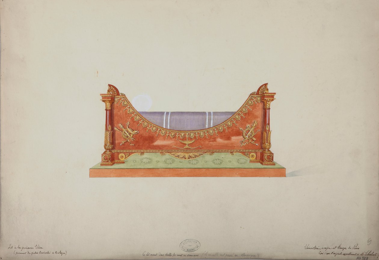 बोलोग्ना के बेकीओची पैलेस से राजकुमारी एलिसस बेड, c.1900-20 द्वारा फ्रेंच स्कूल