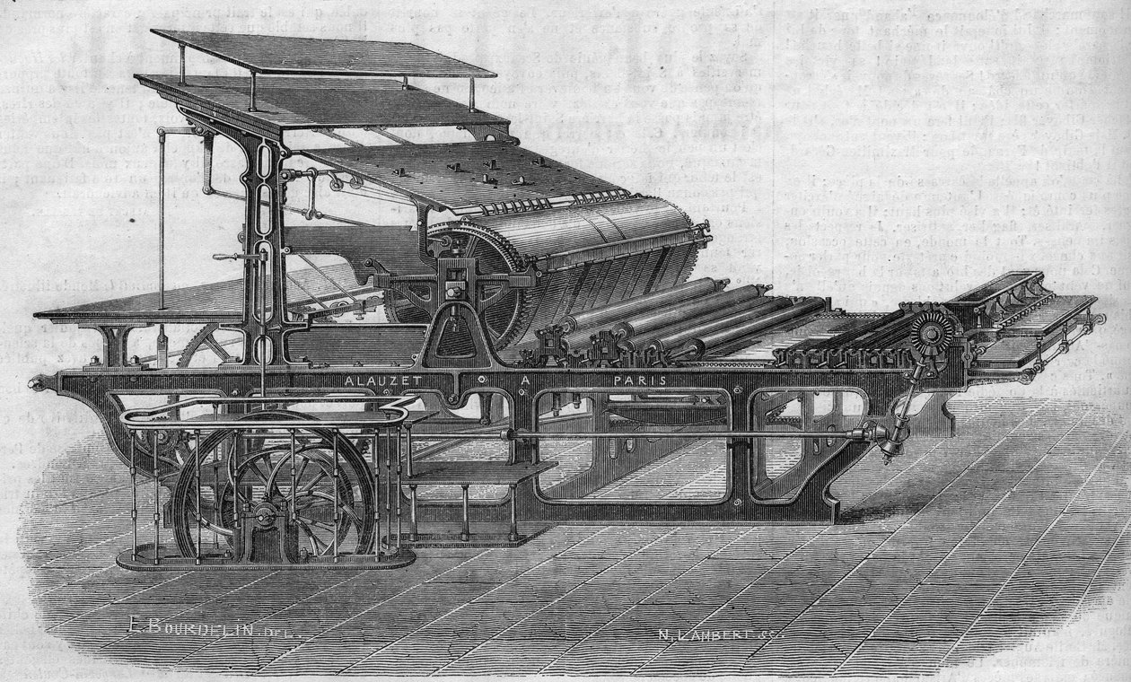 प्रिंटिंग: एम. अलौजेट द्वारा टाइपोग्राफिक मशीन machine द्वारा फ्रेंच स्कूल