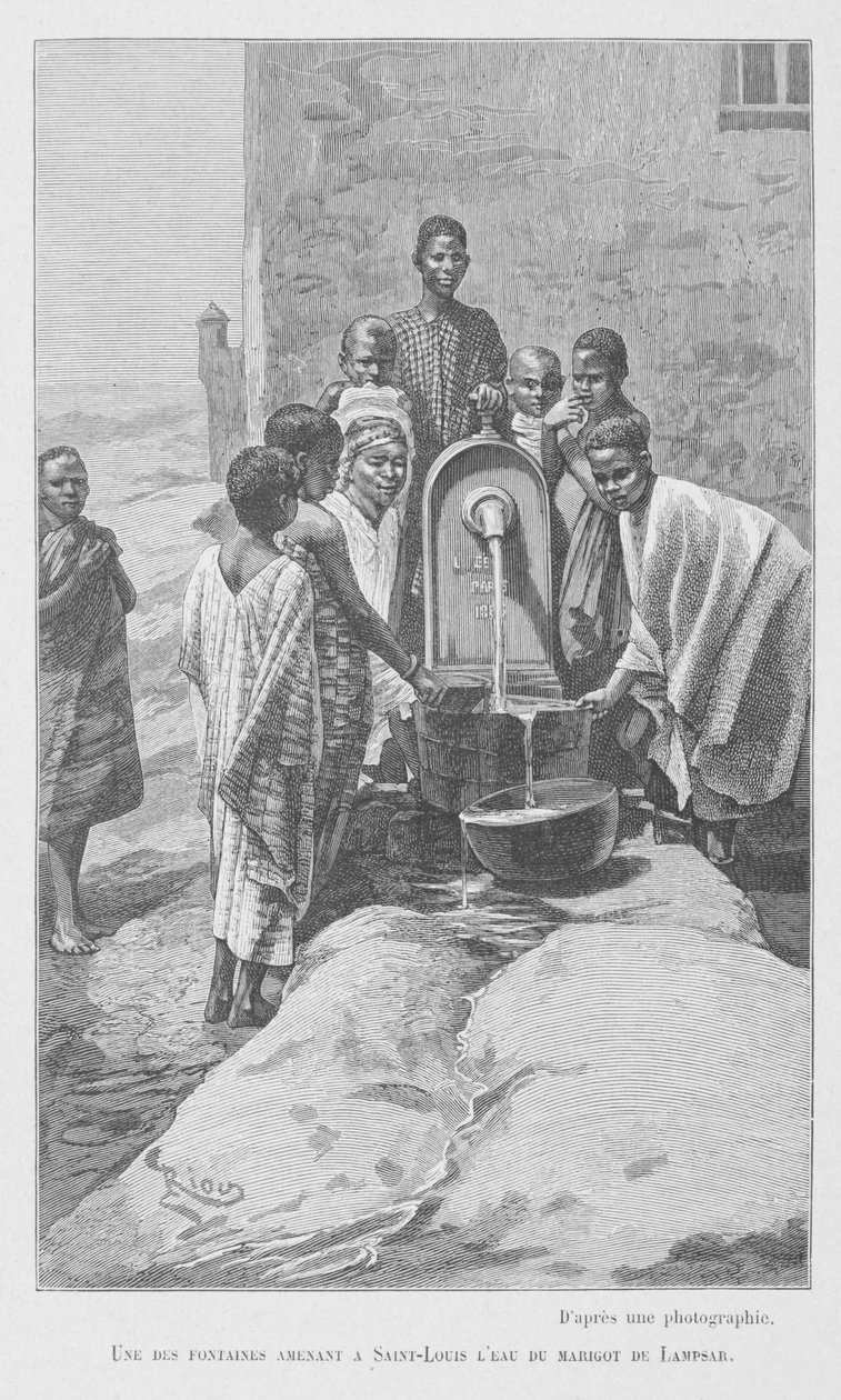 सेनेगल में सार्वजनिक फव्वारा, लुई लियोन फेदेरबे, 1889 द्वारा "ले सेनेगल ..." का चित्रण द्वारा फ्रेंच स्कूल