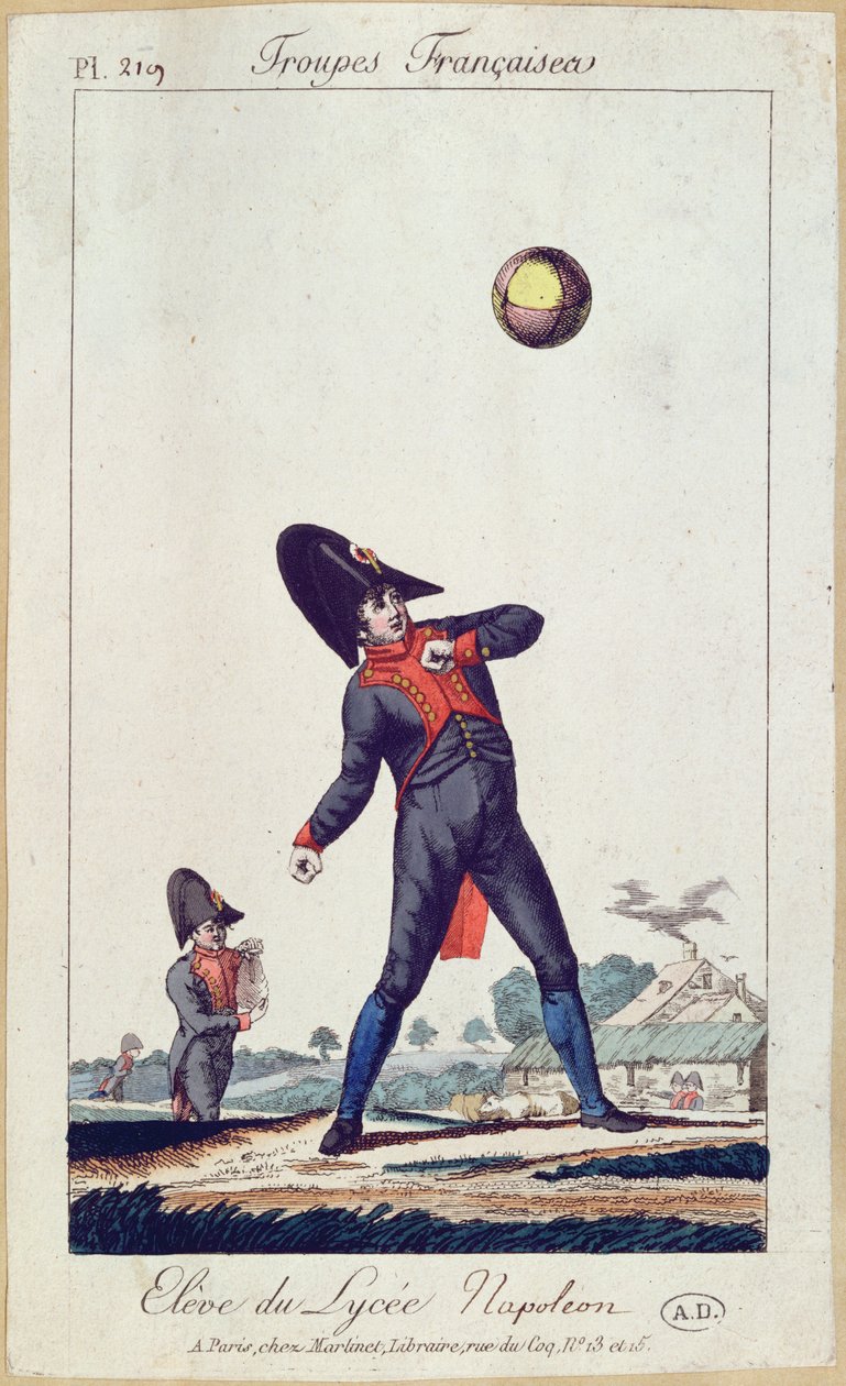 ल्यूसी नेपोलियन प्लेइंग बॉल का प्यूपिल, c.1805 (रंग उत्कीर्णन) द्वारा फ्रेंच स्कूल