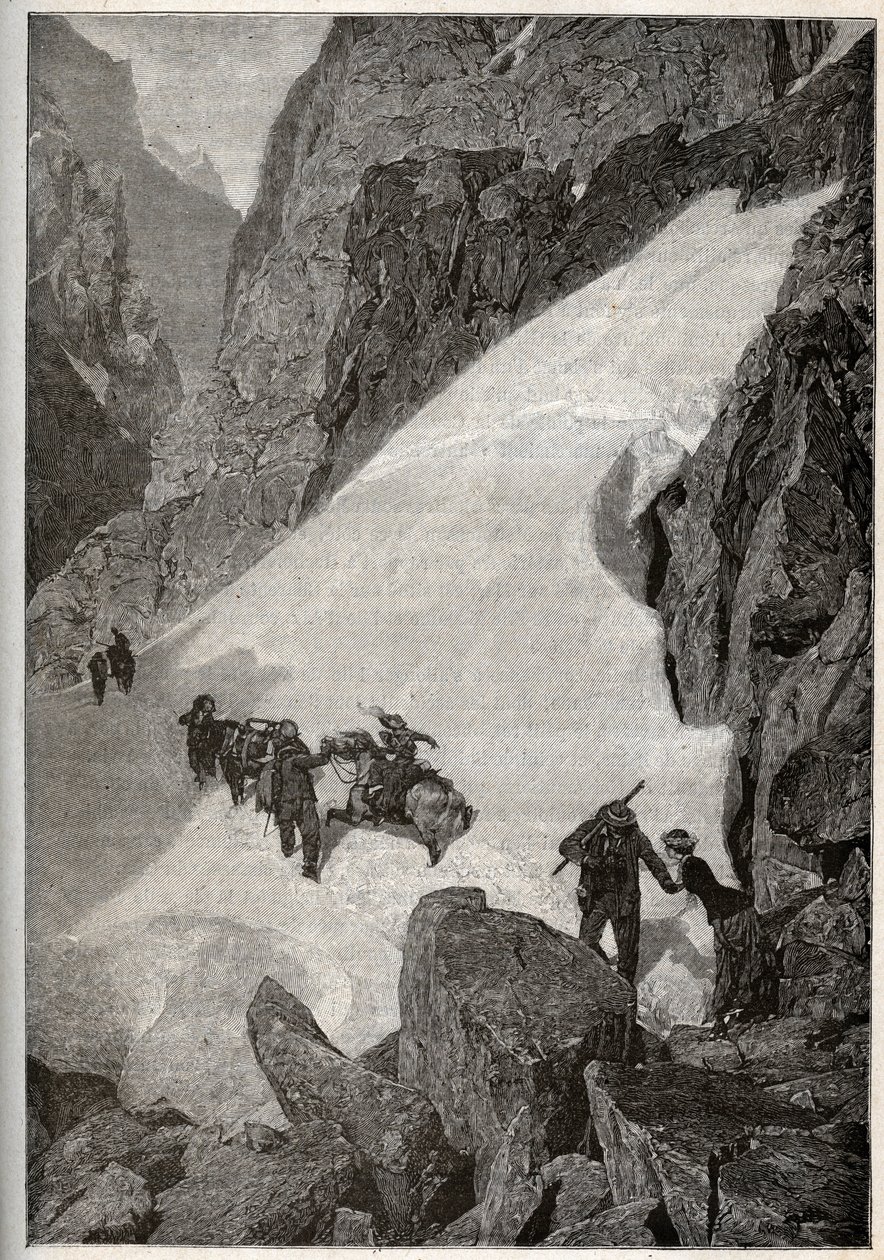 Pyrenees - Pic du Midi की चढ़ाई - "" PATRIE "में उत्कीर्णन - LUCIEN HUARD द्वारा DESCRIPTION PIQUE DE LA FRANCE EN 6 VOLUES - 19 वीं शताब्दी का अंत द्वारा फ्रेंच स्कूल