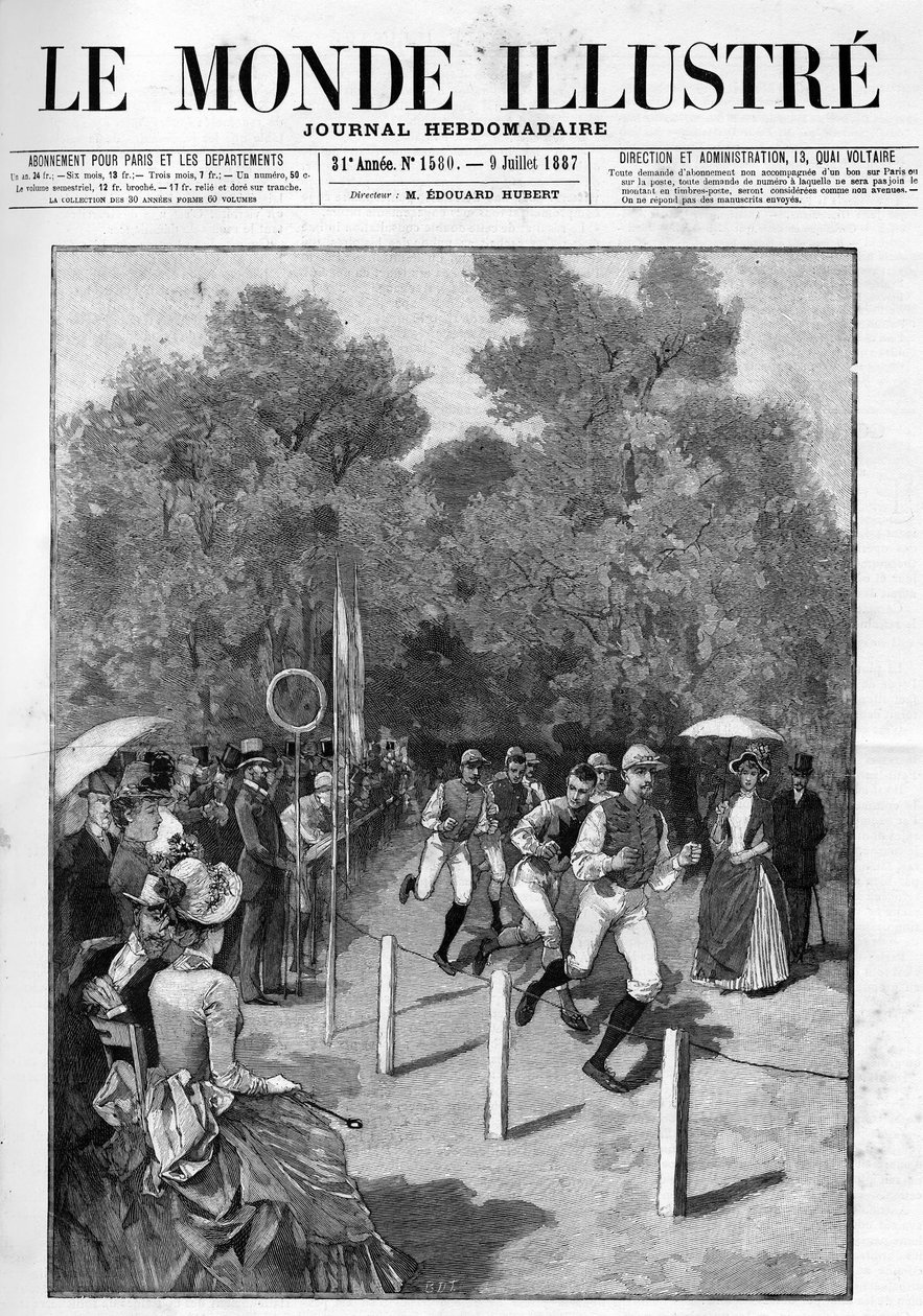 1887 में Bois de Boulogne में रेसिंग क्लब की दौड़। द्वारा फ्रेंच स्कूल