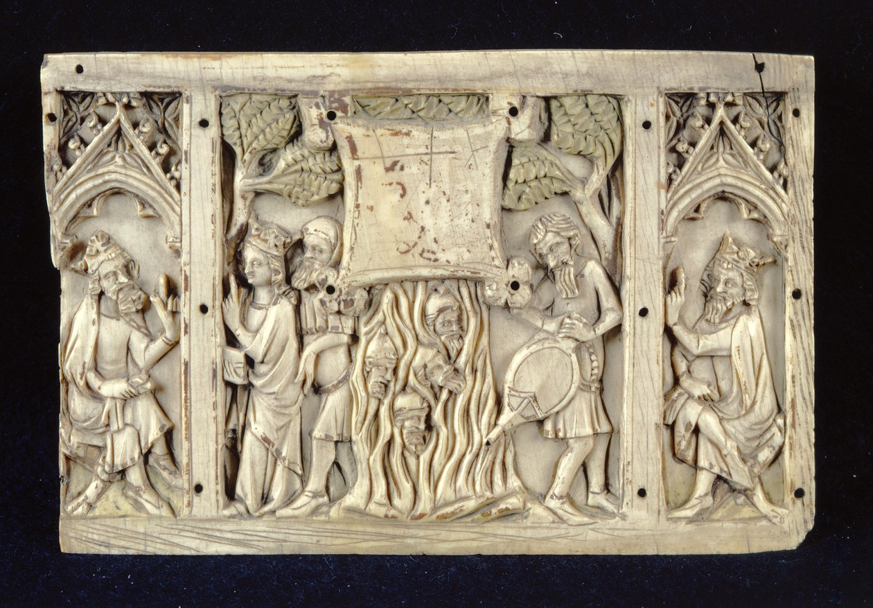 अलेक्जेंड्रिया के सेंट कैथरीन के जीवन से दृश्यों को दर्शाती राहत, c.1370-80 द्वारा फ्रेंच स्कूल