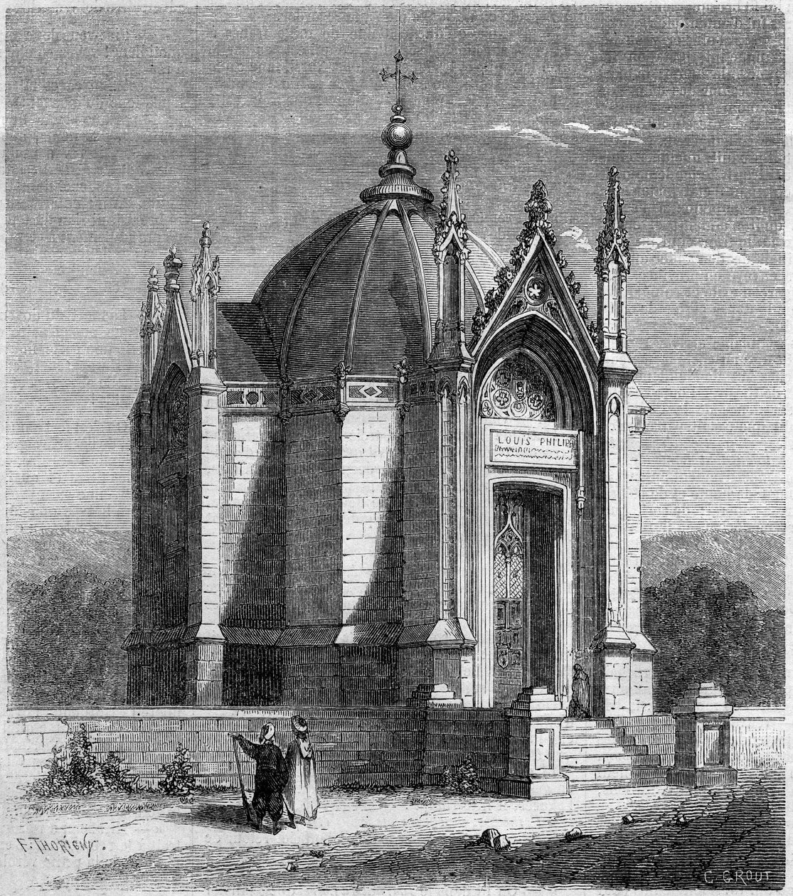 धार्मिक वास्तुकला: चैपल सेंट लुइस (1842), कार्थेज, ट्यूनीशिया का बाहरी दृश्य द्वारा फ्रेंच स्कूल