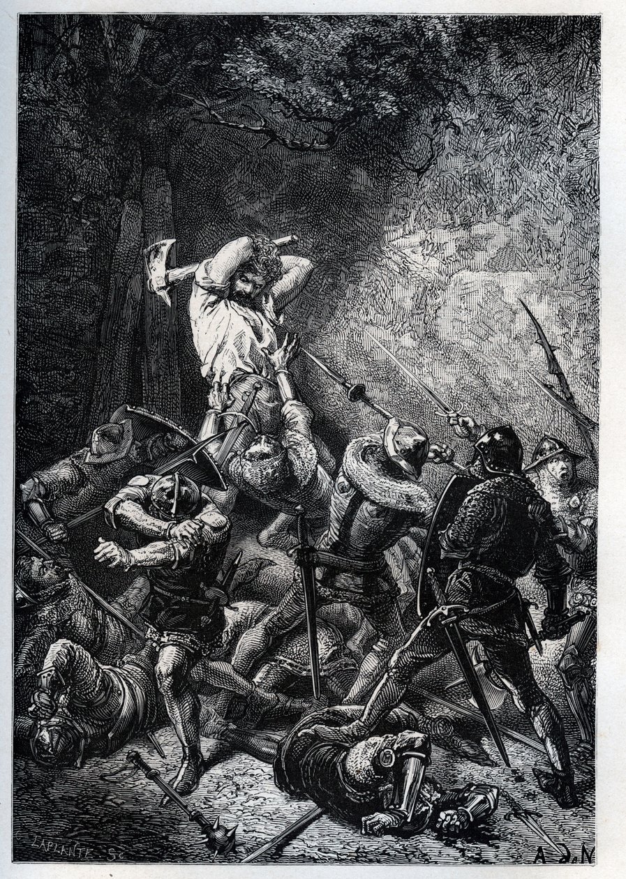 ग्रैंड फेरे (या फेरेट) का प्रतिनिधित्व (सीए। 1330-सीए। 1358) हेरोस पिकार्ड डे ला गुएरे डे सेंट इयर्स '' (सौ साल का युद्ध: फ्रेंच हीरो बिग फेरे का पोर्ट्रेट) - "" से उत्कीर्णन फ्रांस के इतिहास ने बताया मेरे पोते "" - फ्रेंकोइस गु द्वारा फ्रेंच स्कूल