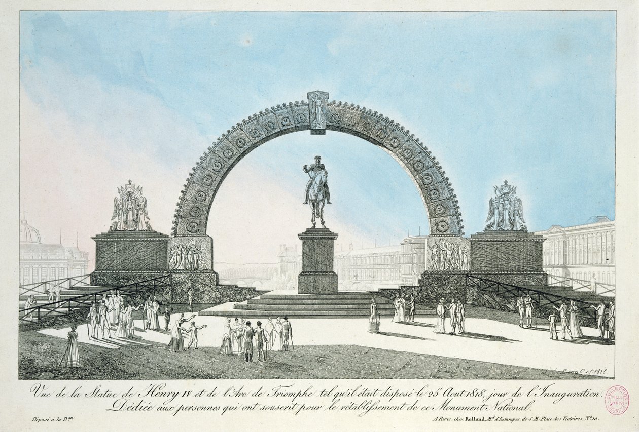 पोंट नेफ, पेरिस में हेनरी IV की मूर्ति की बहाली, 25 अगस्त 1818 द्वारा फ्रेंच स्कूल