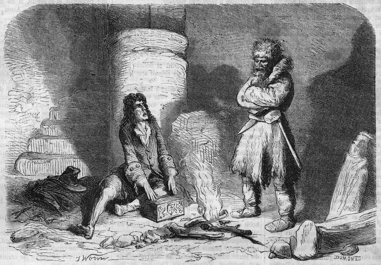 रोमन धारावाहिक: विक्टर ह्यूगो (1802-1885) द्वारा "" आइसलैंड का हान ""। "" लेस बोन्स रोमांस "" में उत्कीर्णन द्वारा फ्रेंच स्कूल