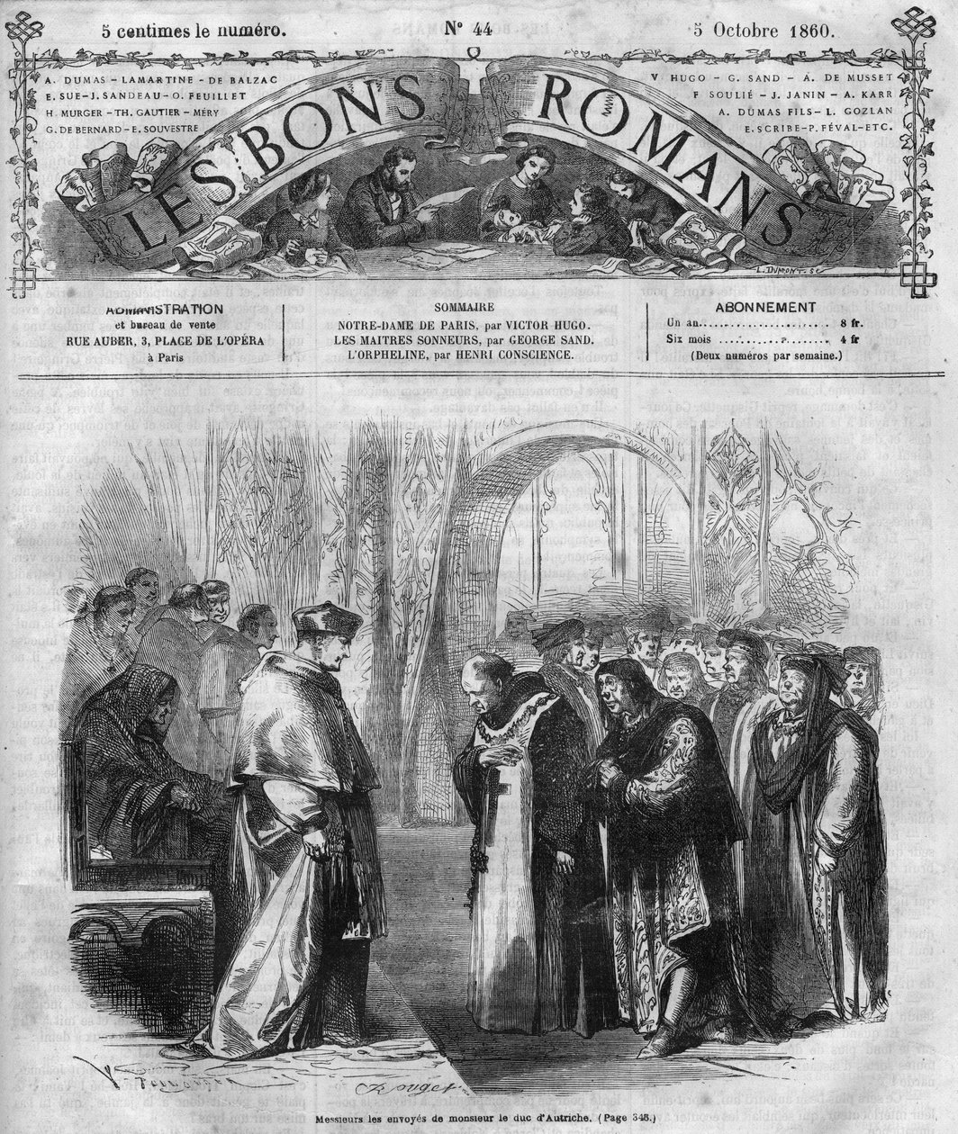 रोमन धारावाहिक: विक्टर ह्यूगो (1802-1885) द्वारा "" नोट्रे डेम डे पेरिस ""। "" लेस बोन्स रोमांस "" में उत्कीर्णन द्वारा फ्रेंच स्कूल