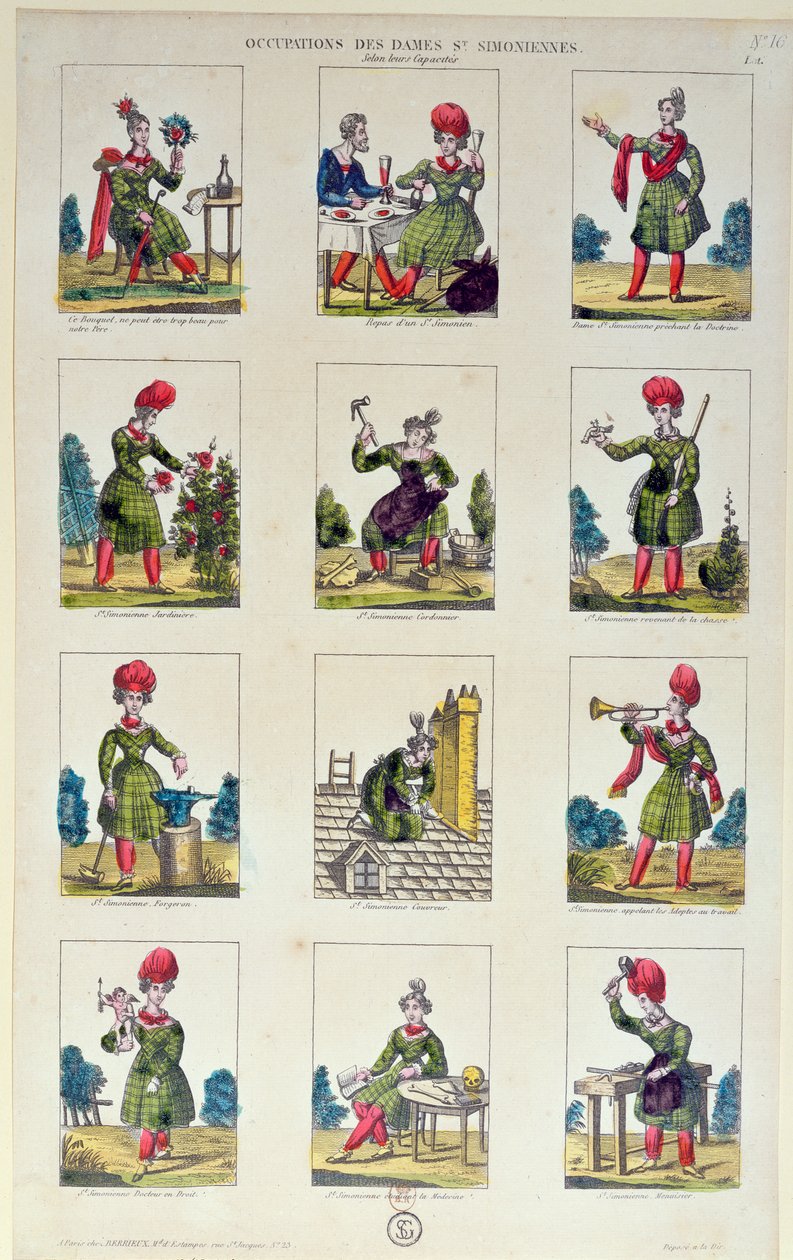 सेंट-सिमोनियन महिलाएं और उनके व्यवसाय, c.1830 द्वारा फ्रेंच स्कूल